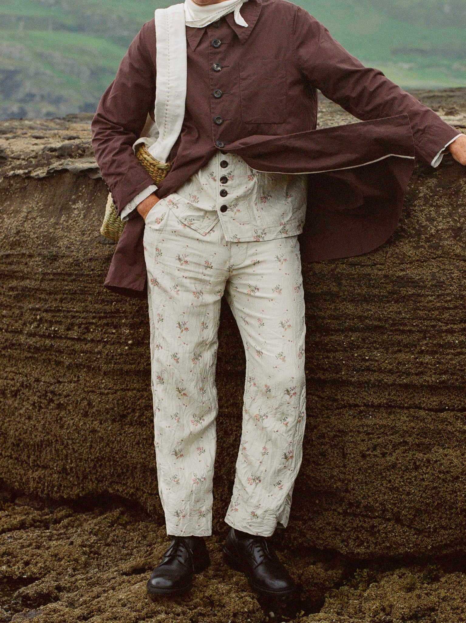 John Alexander Skelton Moonsailor Trouser in Stone Floral - JOHN ALEXANDER SKELTON at Worthwhile - shop PANT