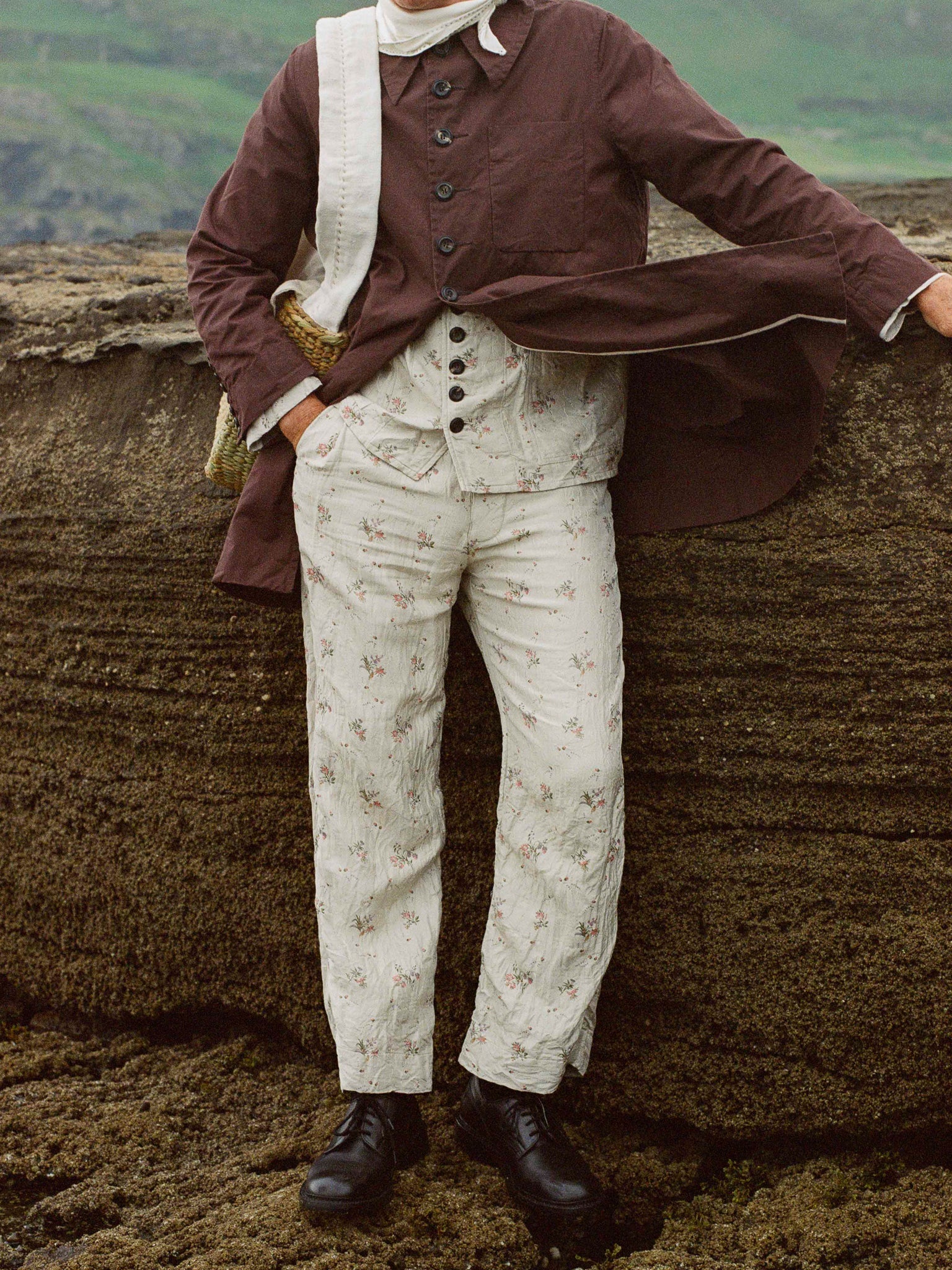 John Alexander Skelton Moonsailor Trouser in Stone Floral - JOHN ALEXANDER SKELTON at Worthwhile - shop PANT