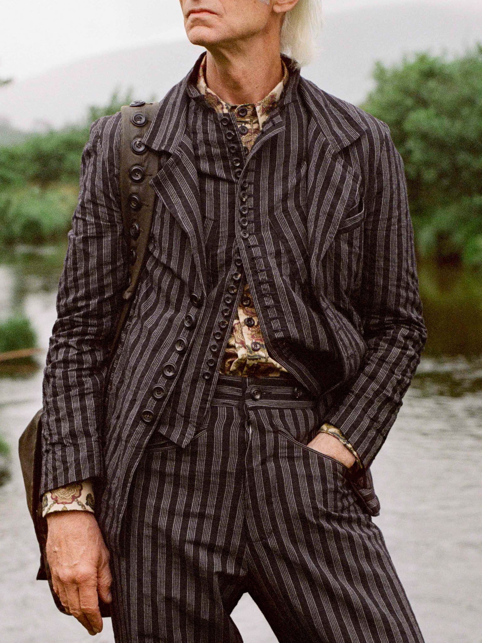 John Alexander Skelton Pangea Patch Waistcoat in Black/White - JOHN ALEXANDER SKELTON at Worthwhile - shop VEST