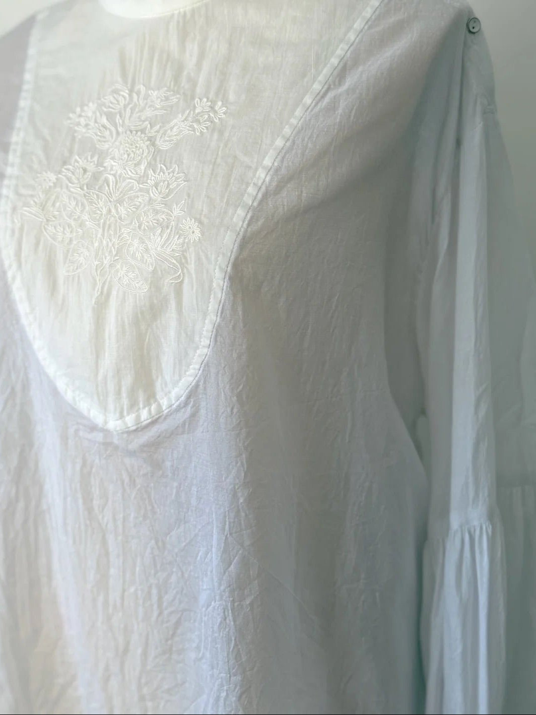 GASA Embroidered Yoke Blouse in Antique White - GASA at Worthwhile - shop TOP
