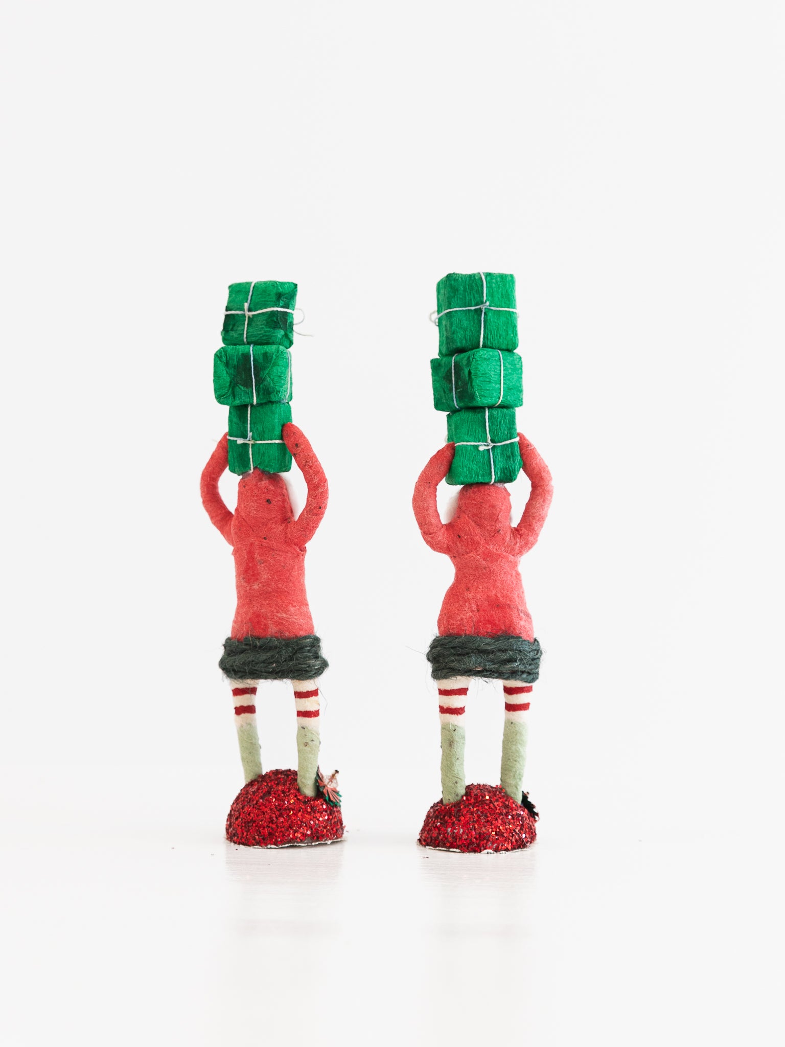 Spun Cotton Present Stack Figure with Green Presents - Worthwhile