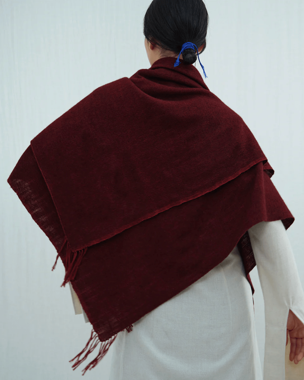 Norlha Village Light Tassels Scarf in Monk Red - NORLHA at Worthwhile - shop SCARF