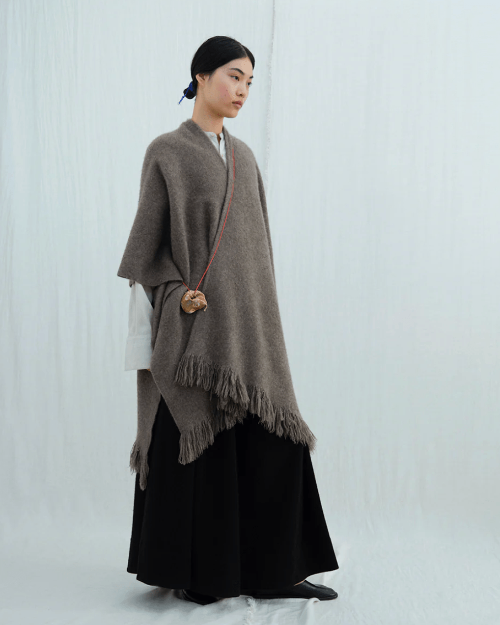 Norlha Split Cape in Natural Yak Grey - NORLHA at Worthwhile - shop SCARF