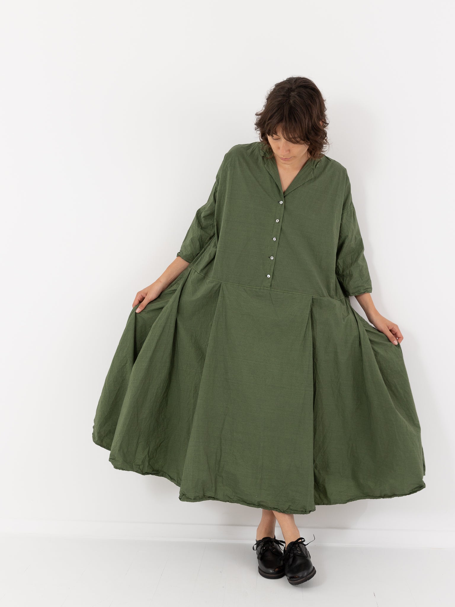 Album Di Famiglia Collar Dress, Green - Worthwhile, Inc.