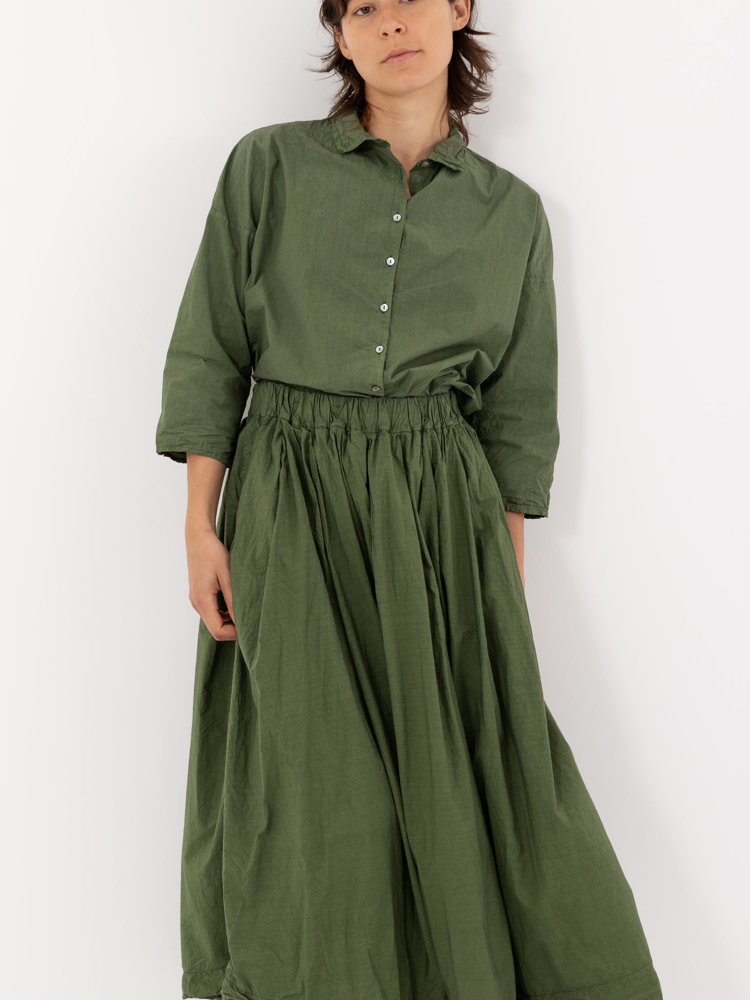 Album Di Famiglia Pleat Skirt, Green - Worthwhile, Inc.
