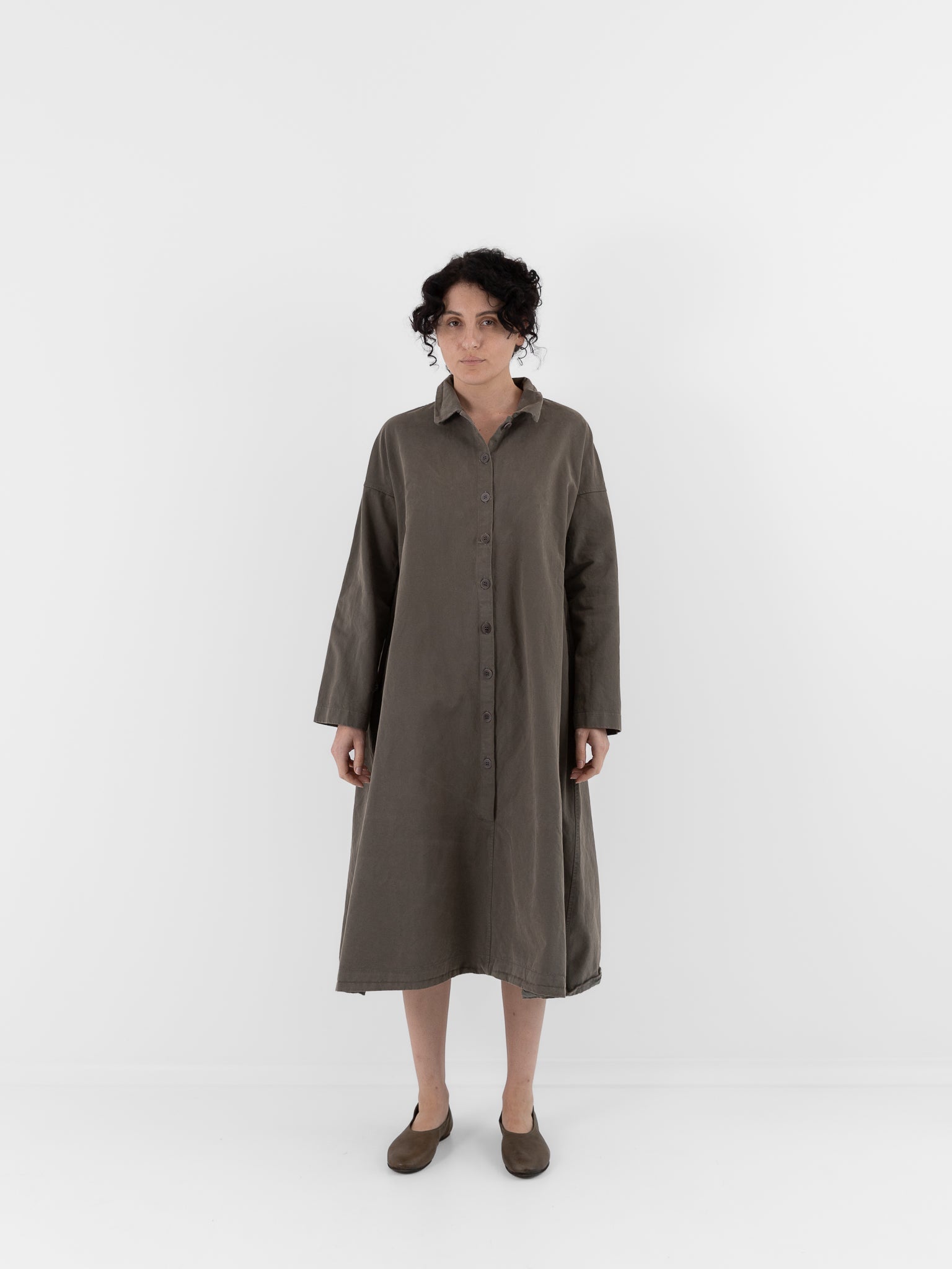 Album di Famiglia Loose Collar Dress WCC in Taupe - ALBUM DI FAMIGLIA at Worthwhile - shop DRESS