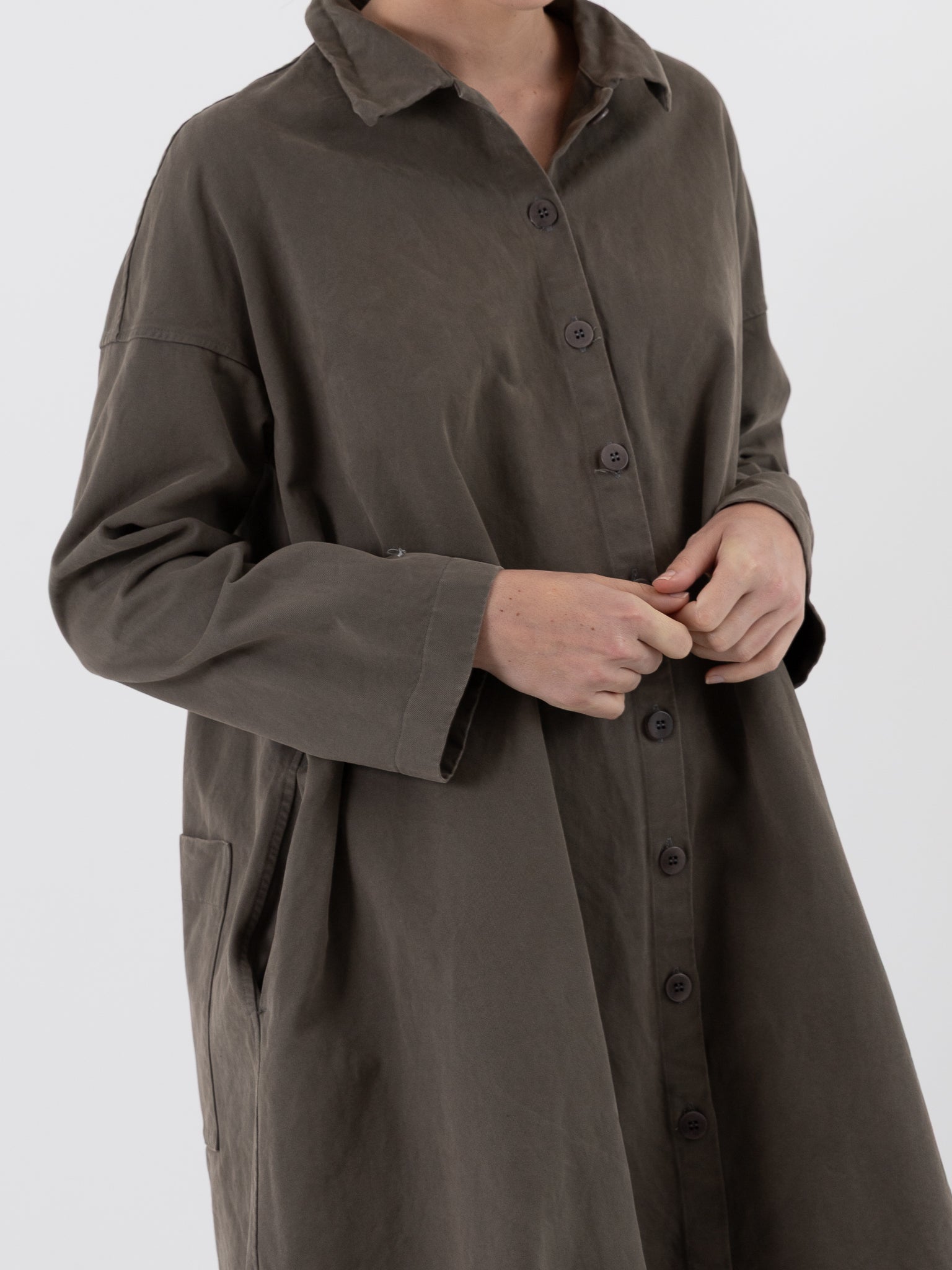 Album di Famiglia Loose Collar Dress WCC in Taupe - ALBUM DI FAMIGLIA at Worthwhile - shop DRESS