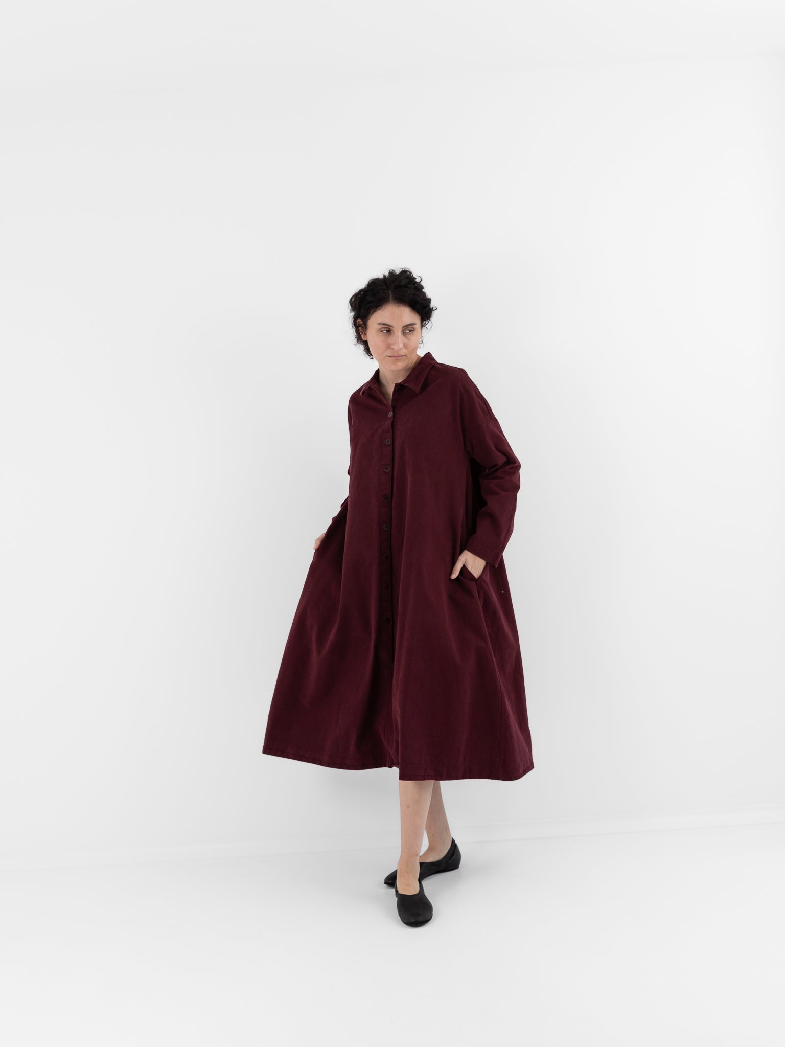 Album di Famiglia Loose Collar Dress WCC in Wine - ALBUM DI FAMIGLIA at Worthwhile - shop DRESS