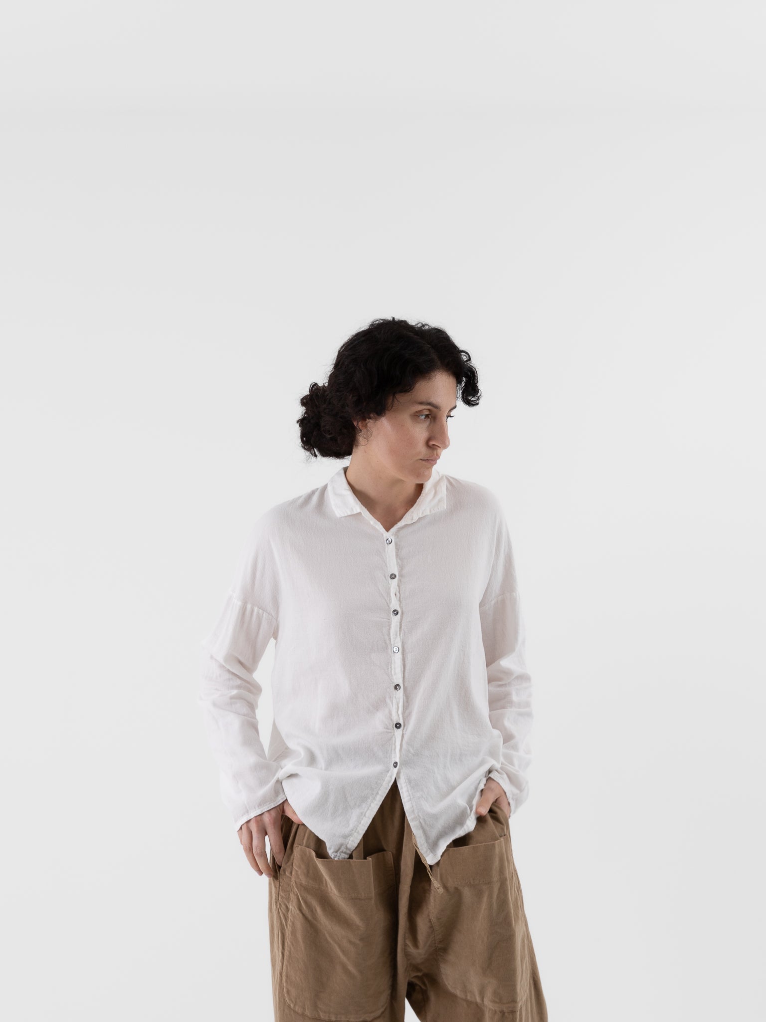 Album di Famiglia Short Collar Shirt LWC in Milk - ALBUM DI FAMIGLIA at Worthwhile - shop TOP