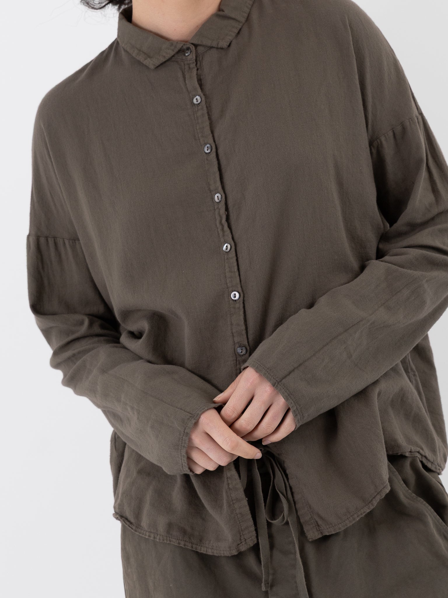 Album di Famiglia Short Collar Shirt LWC in Taupe - ALBUM DI FAMIGLIA at Worthwhile - shop TOP