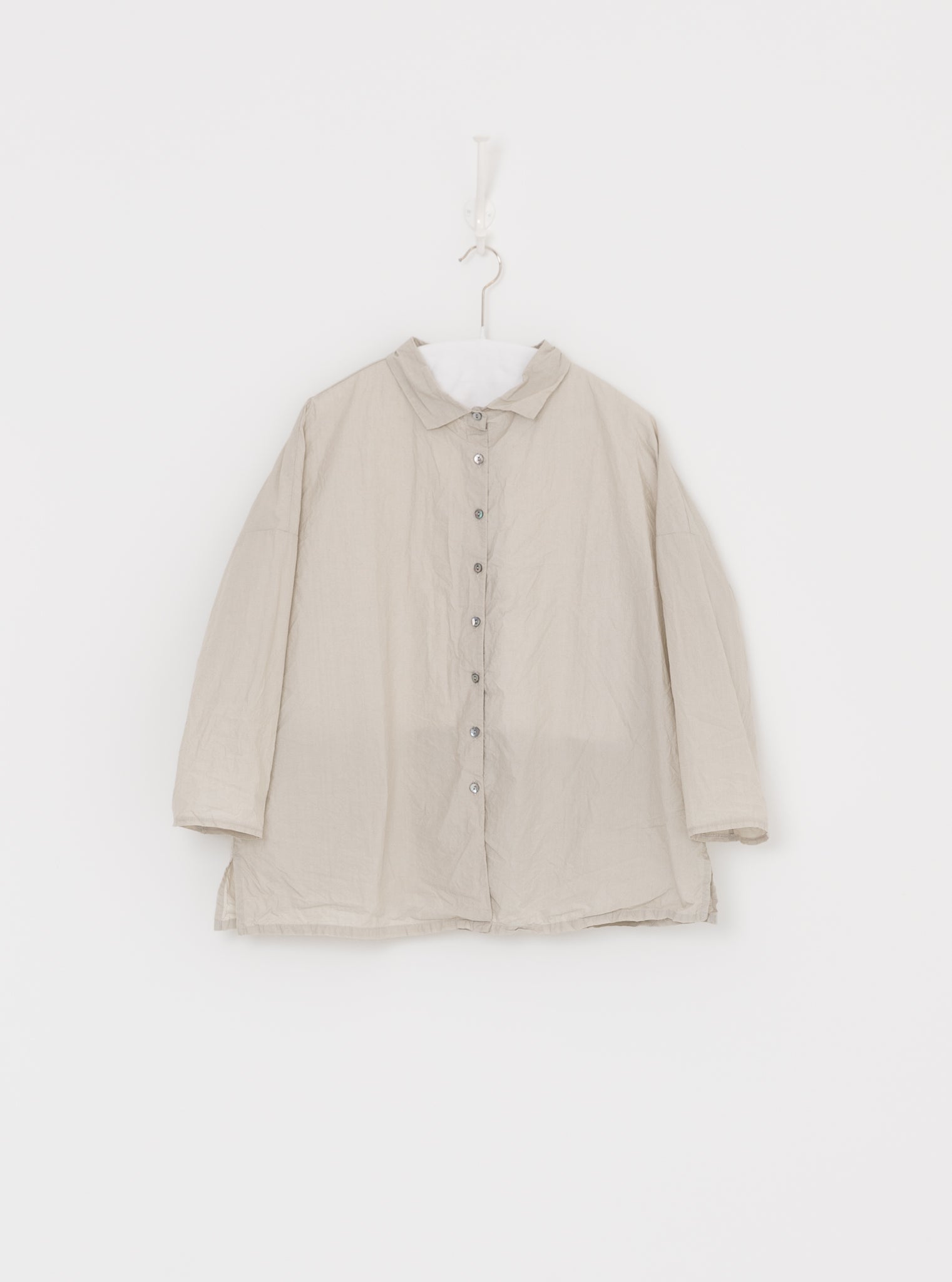 Album di Famiglia Short Collar Shirt in Pebble TC - ALBUM DI FAMIGLIA at Worthwhile - shop TOP
