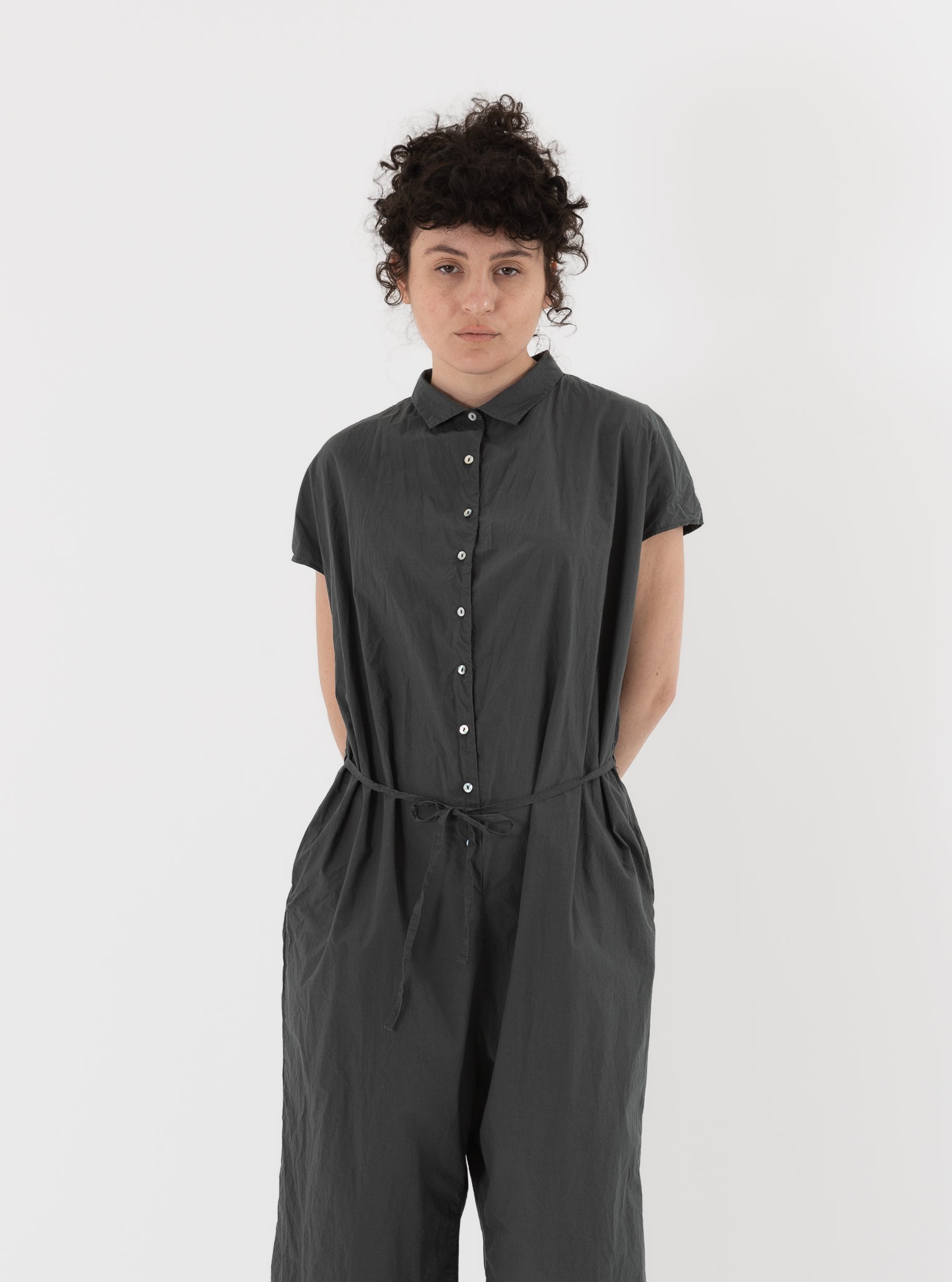 Album di Famiglia Collar Jumpsuit in Thyme TC - ALBUM DI FAMIGLIA at Worthwhile - shop JUMPSUIT
