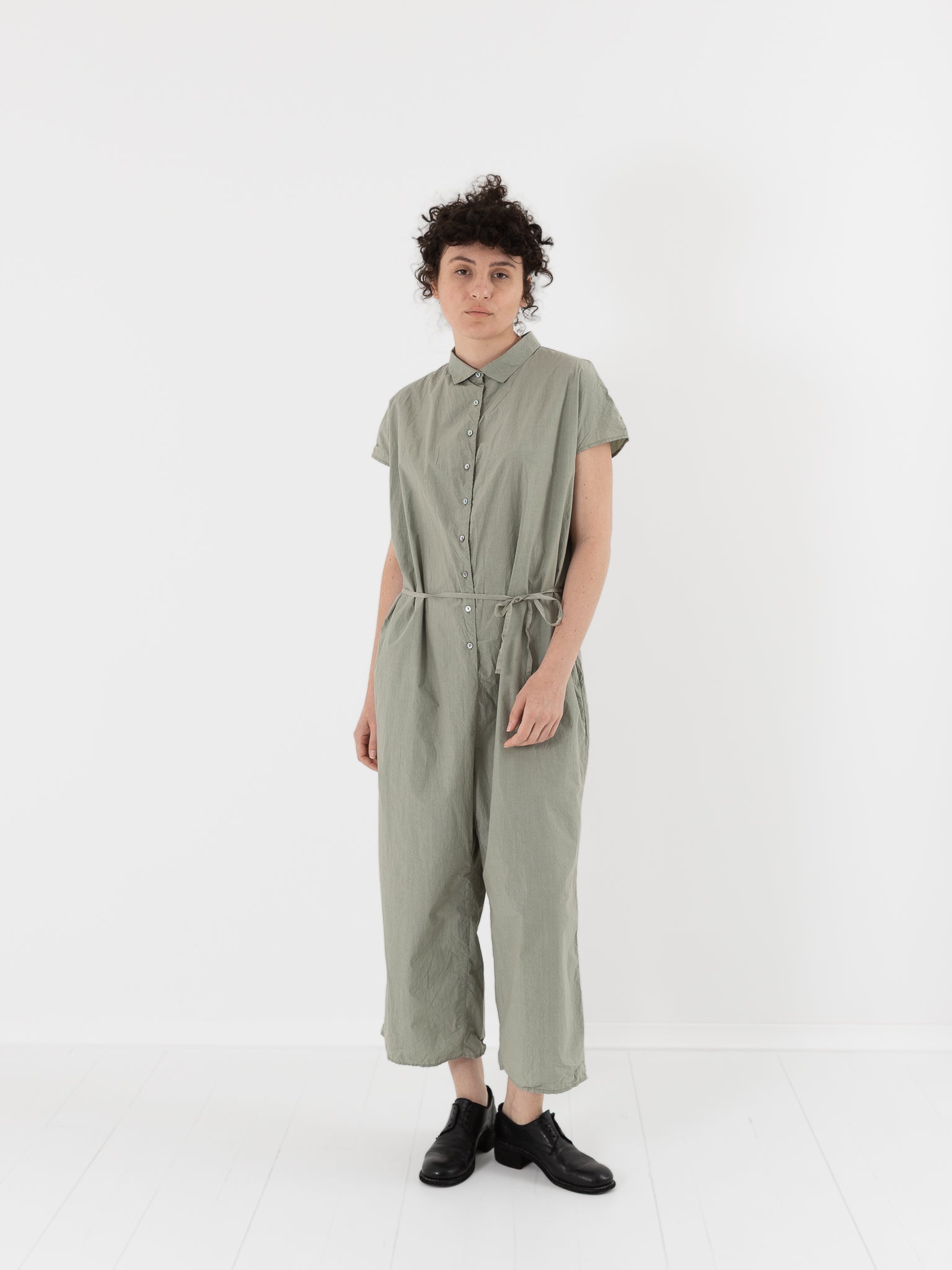 Album di Famiglia Collar Jumpsuit in Sage TC - ALBUM DI FAMIGLIA at Worthwhile - shop JUMPSUIT