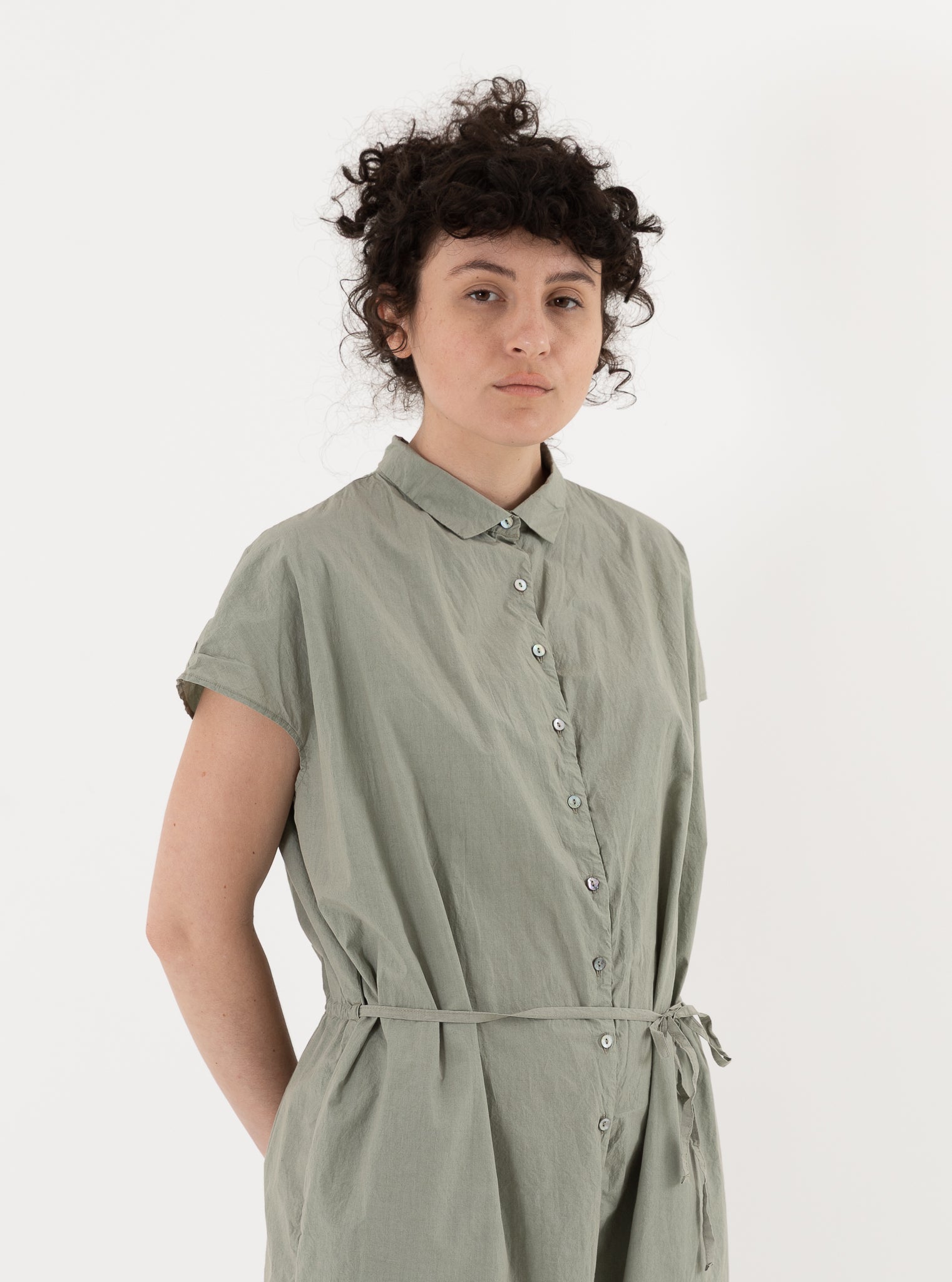 Album di Famiglia Collar Jumpsuit in Sage TC - ALBUM DI FAMIGLIA at Worthwhile - shop JUMPSUIT