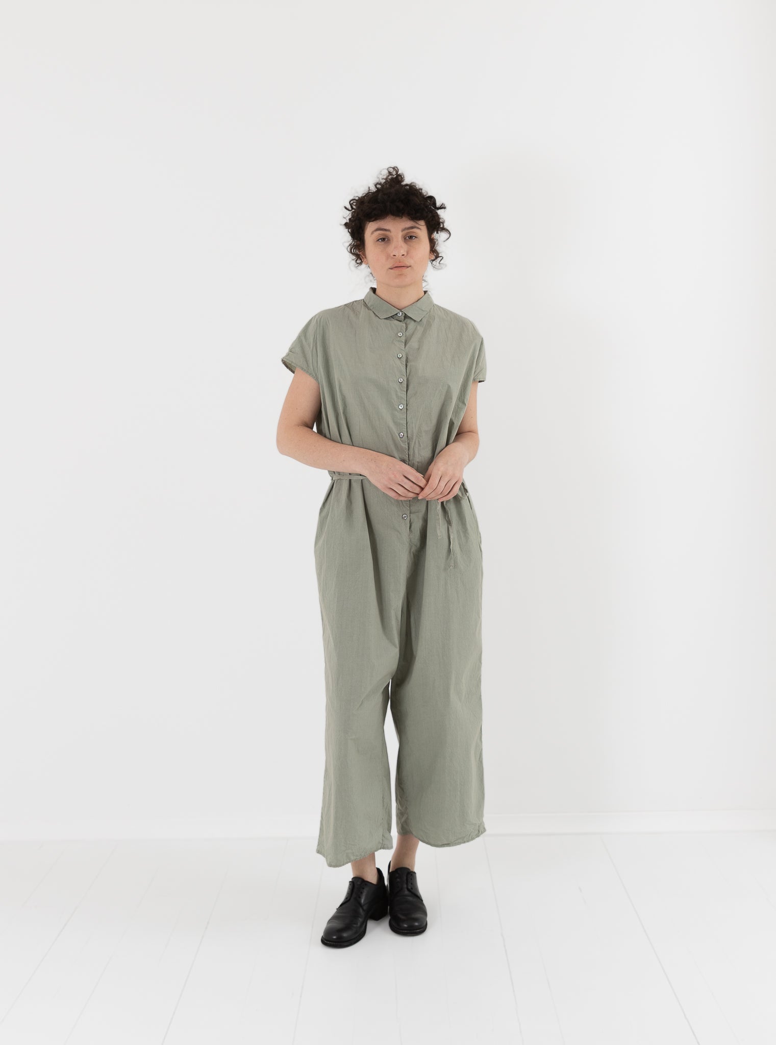 Album di Famiglia Collar Jumpsuit in Sage TC - ALBUM DI FAMIGLIA at Worthwhile - shop JUMPSUIT