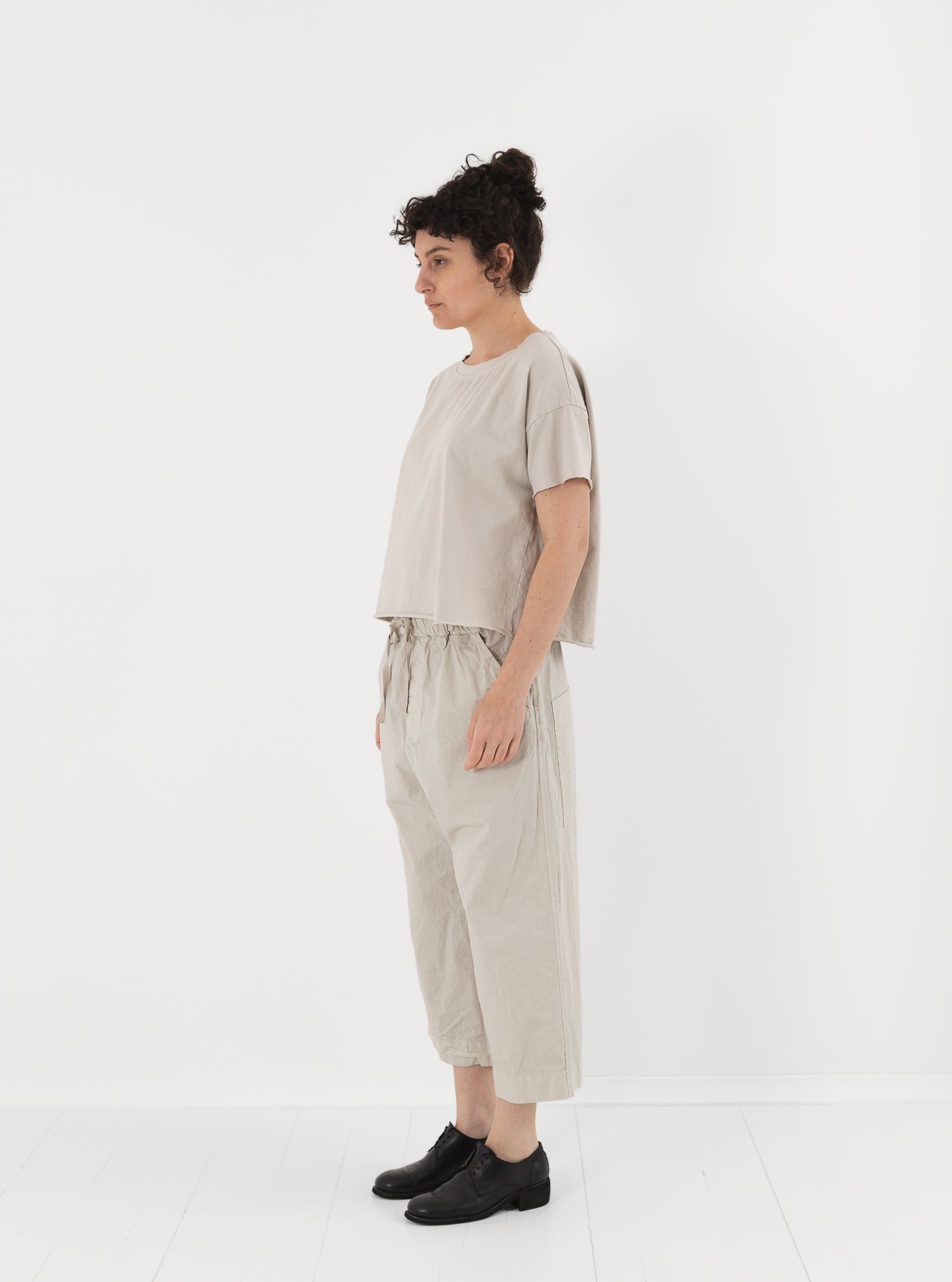 Album di Famiglia Wide & Short Trousers in Pebble CC - ALBUM DI FAMIGLIA at Worthwhile - shop PANT