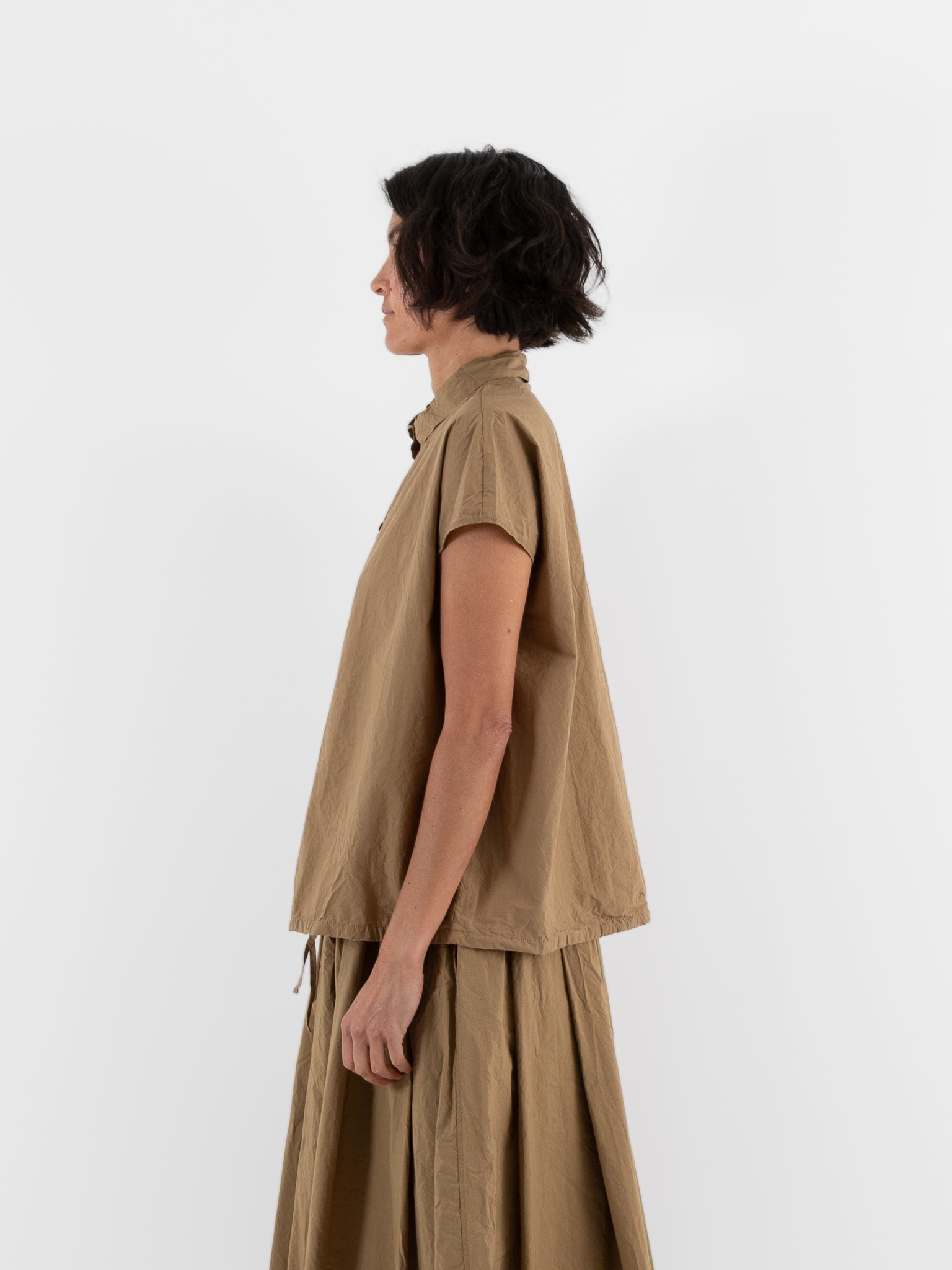 Album Di Famiglia Short Sleeveless Tie Shirt in Gold TC - ALBUM DI FAMIGLIA at Worthwhile - shop TOP