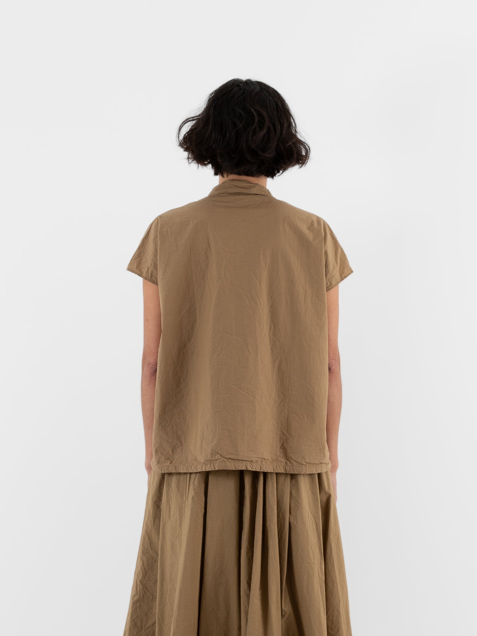 Album Di Famiglia Short Sleeveless Tie Shirt in Gold TC - ALBUM DI FAMIGLIA at Worthwhile - shop TOP