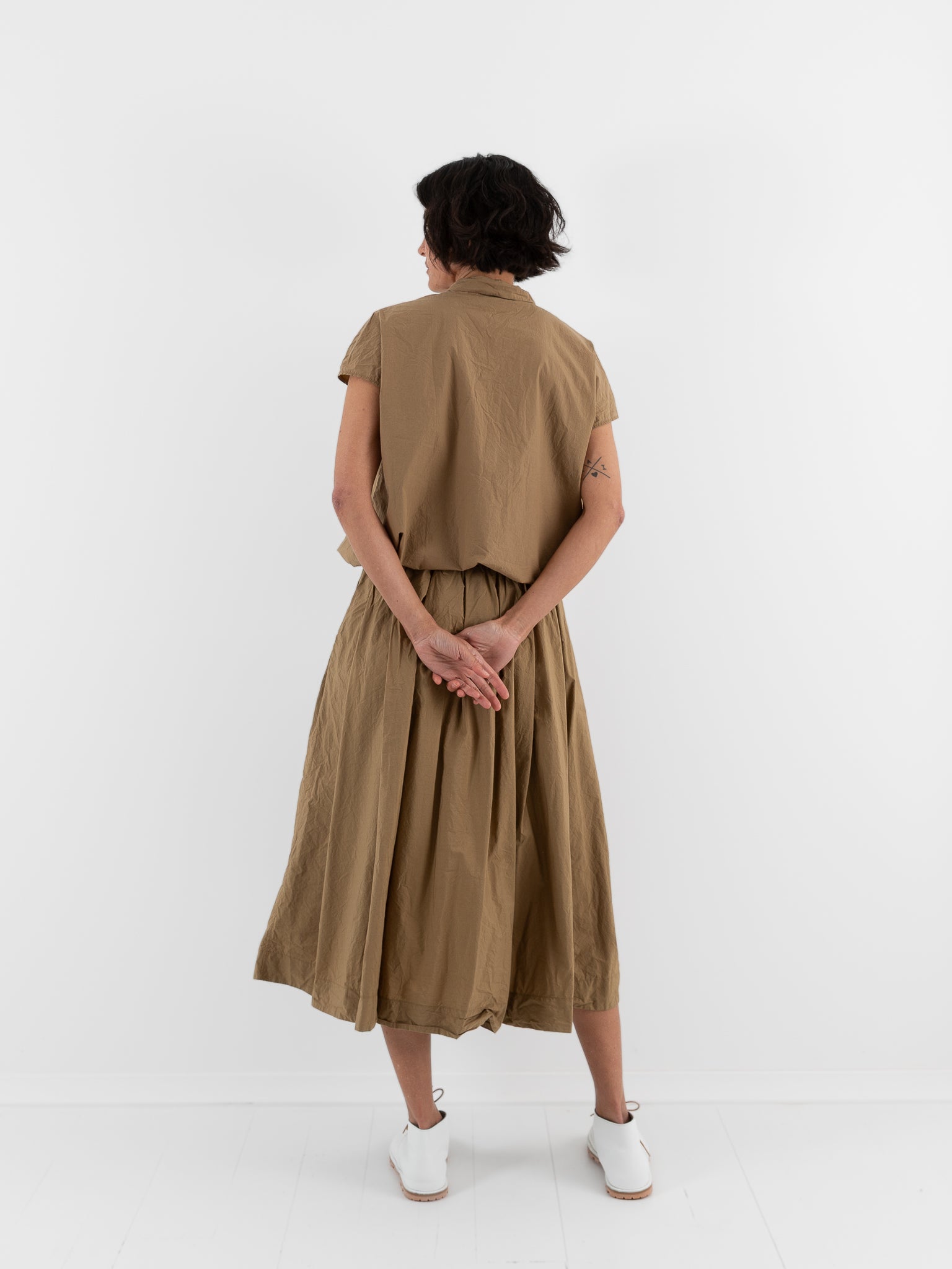 Album Di Famiglia Short Sleeveless Tie Shirt in Gold TC - ALBUM DI FAMIGLIA at Worthwhile - shop TOP