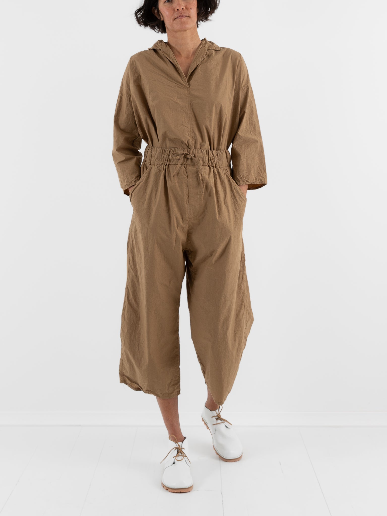 Album Di Famiglia Wide & Short Trousers in Gold TC - ALBUM DI FAMIGLIA at Worthwhile - shop PANT