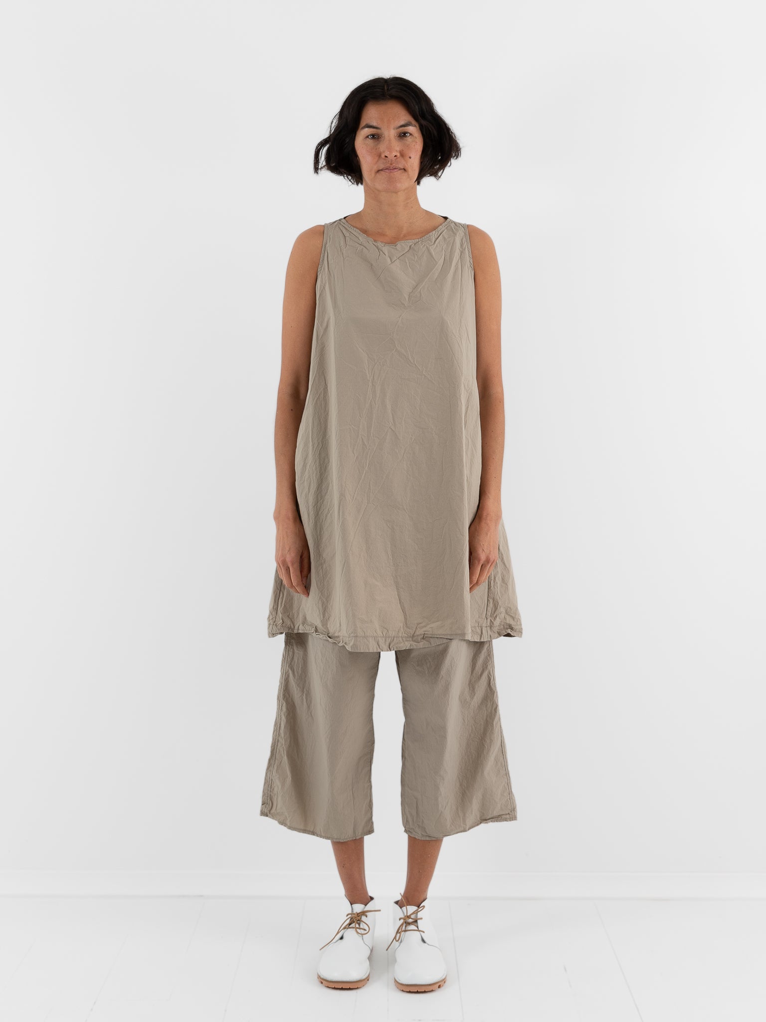 Album Di Famiglia Sleeveless Tunic in Stone TC - ALBUM DI FAMIGLIA at Worthwhile - shop TOP