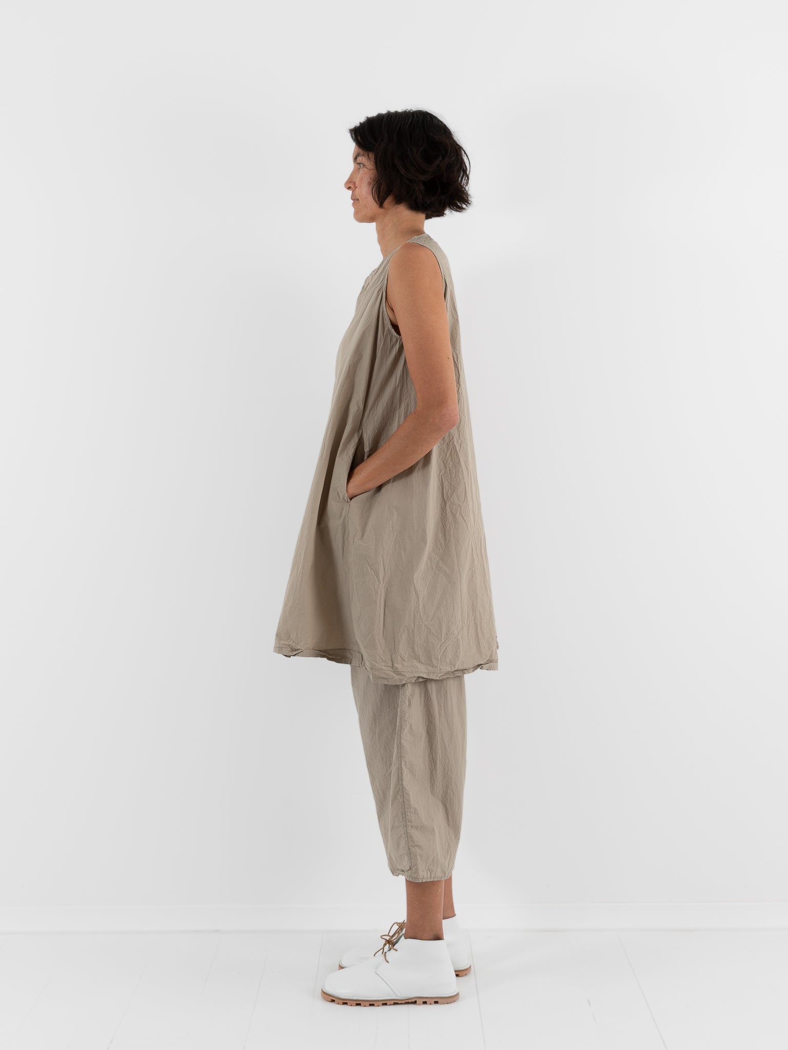 Album Di Famiglia Sleeveless Tunic in Stone TC - ALBUM DI FAMIGLIA at Worthwhile - shop TOP