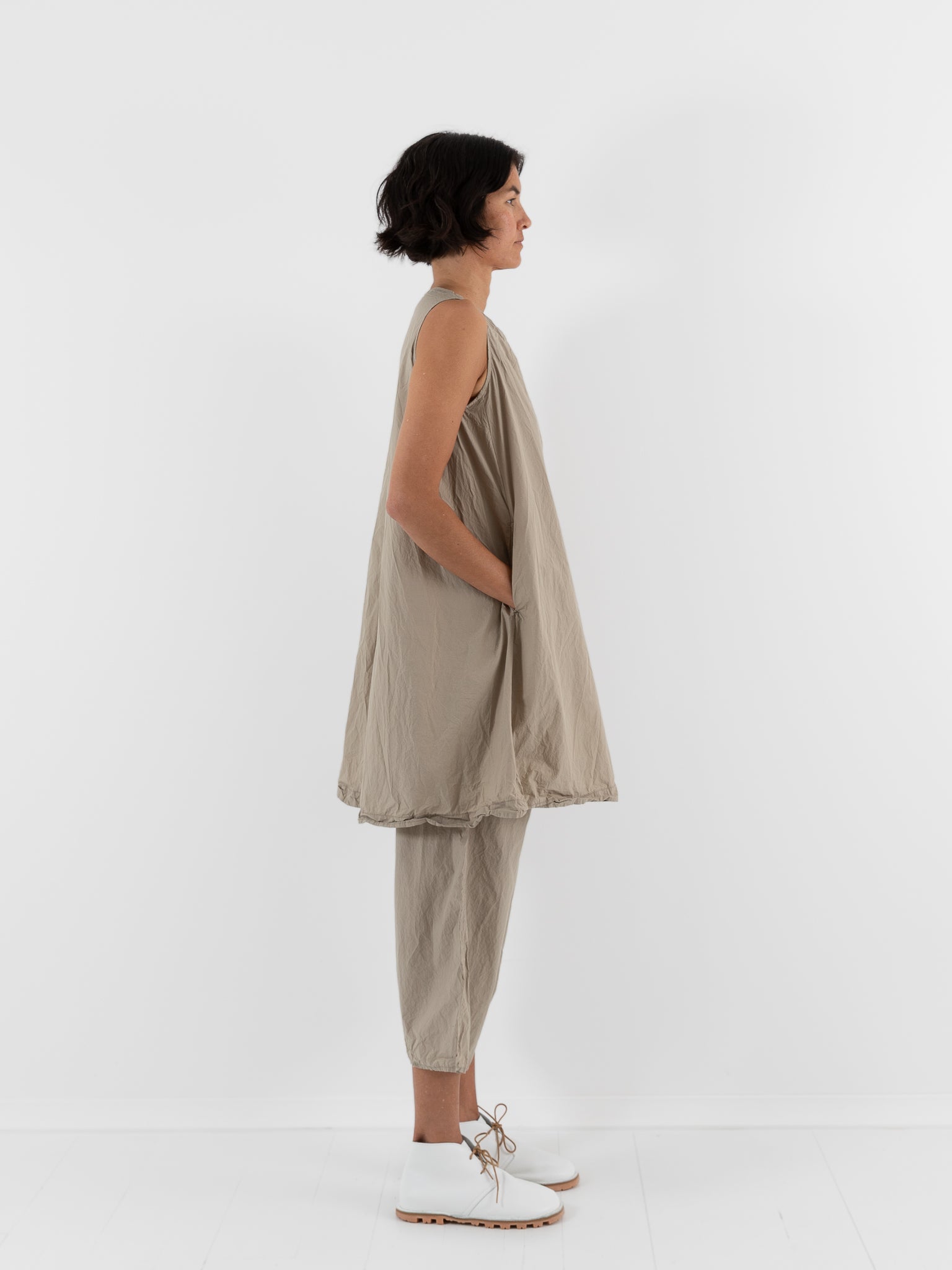 Album Di Famiglia Sleeveless Tunic in Stone TC - ALBUM DI FAMIGLIA at Worthwhile - shop TOP