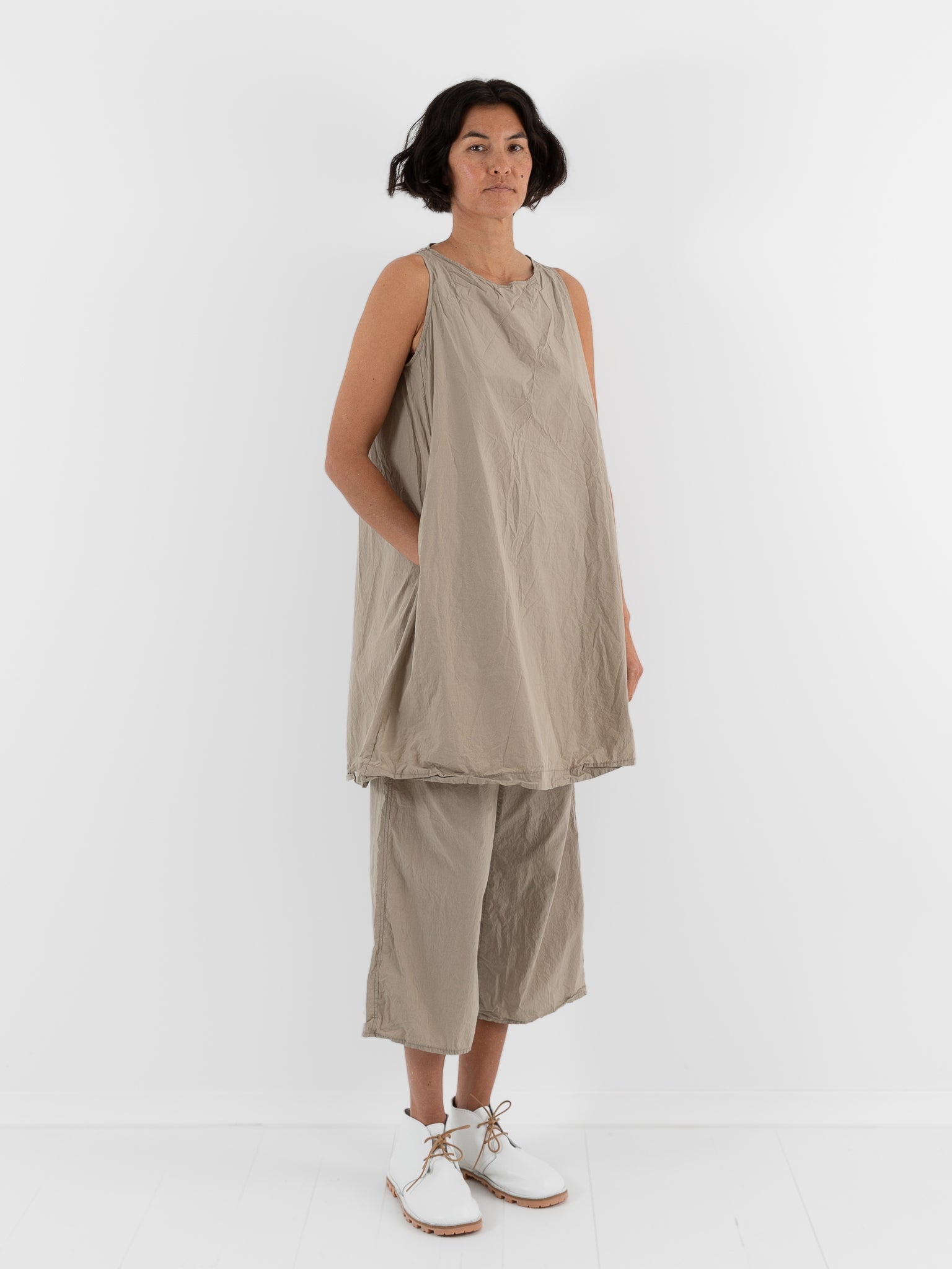 Album Di Famiglia Sleeveless Tunic in Stone TC - ALBUM DI FAMIGLIA at Worthwhile - shop TOP