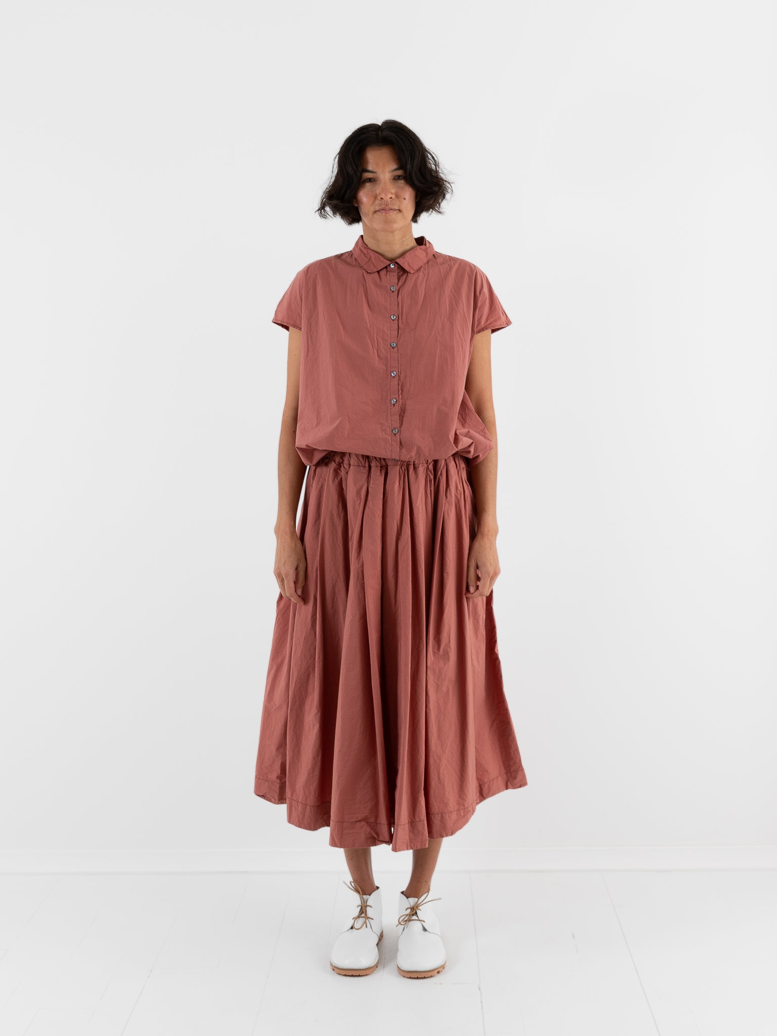 Album Di Famiglia Short Sleeveless Tie Shirt in coral TC - ALBUM DI FAMIGLIA at Worthwhile - shop TOP