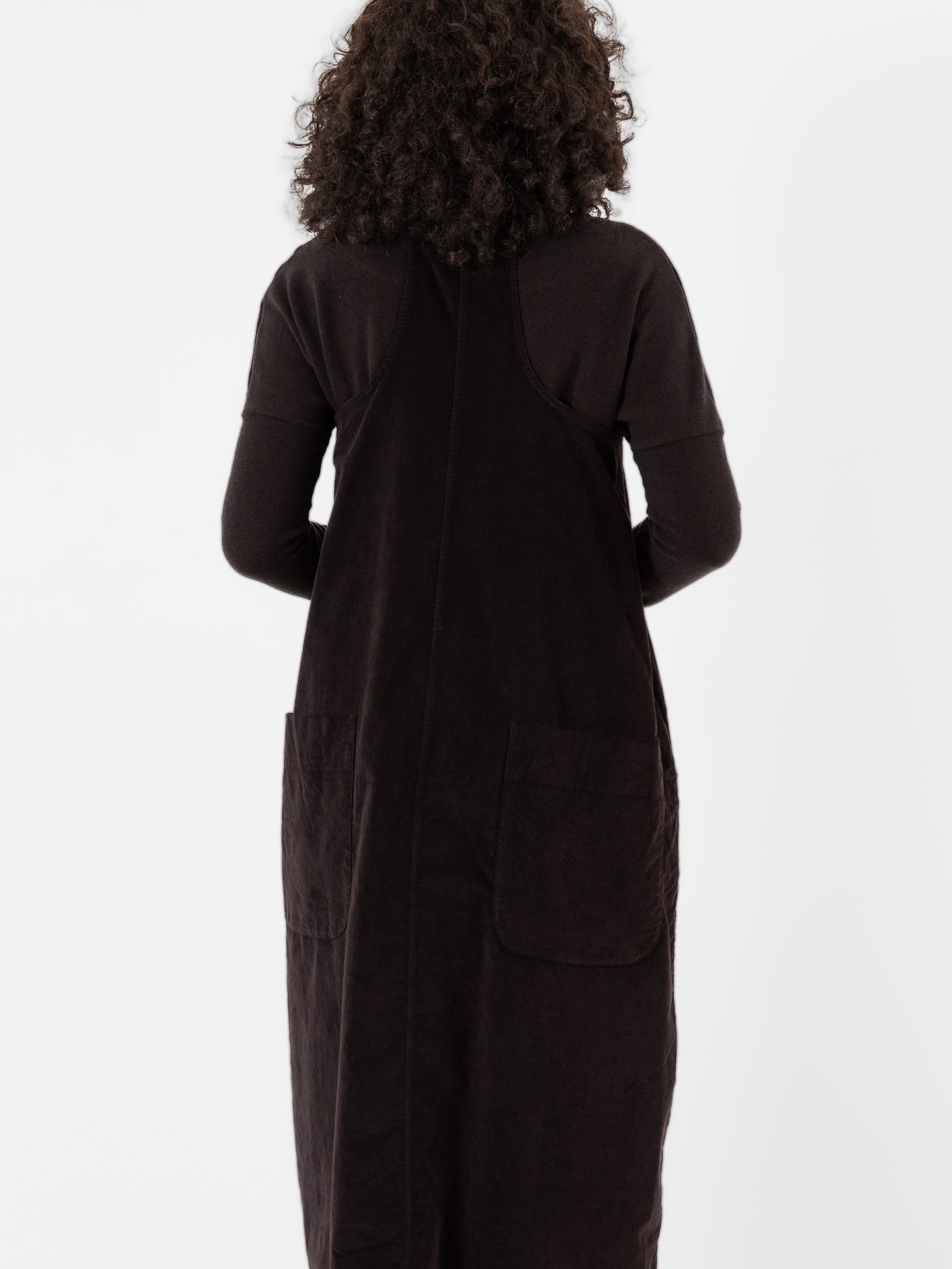 Album Di Famiglia Velvet Skirt Salopette in Chocolate - ALBUM DI FAMIGLIA at Worthwhile - shop DRESS