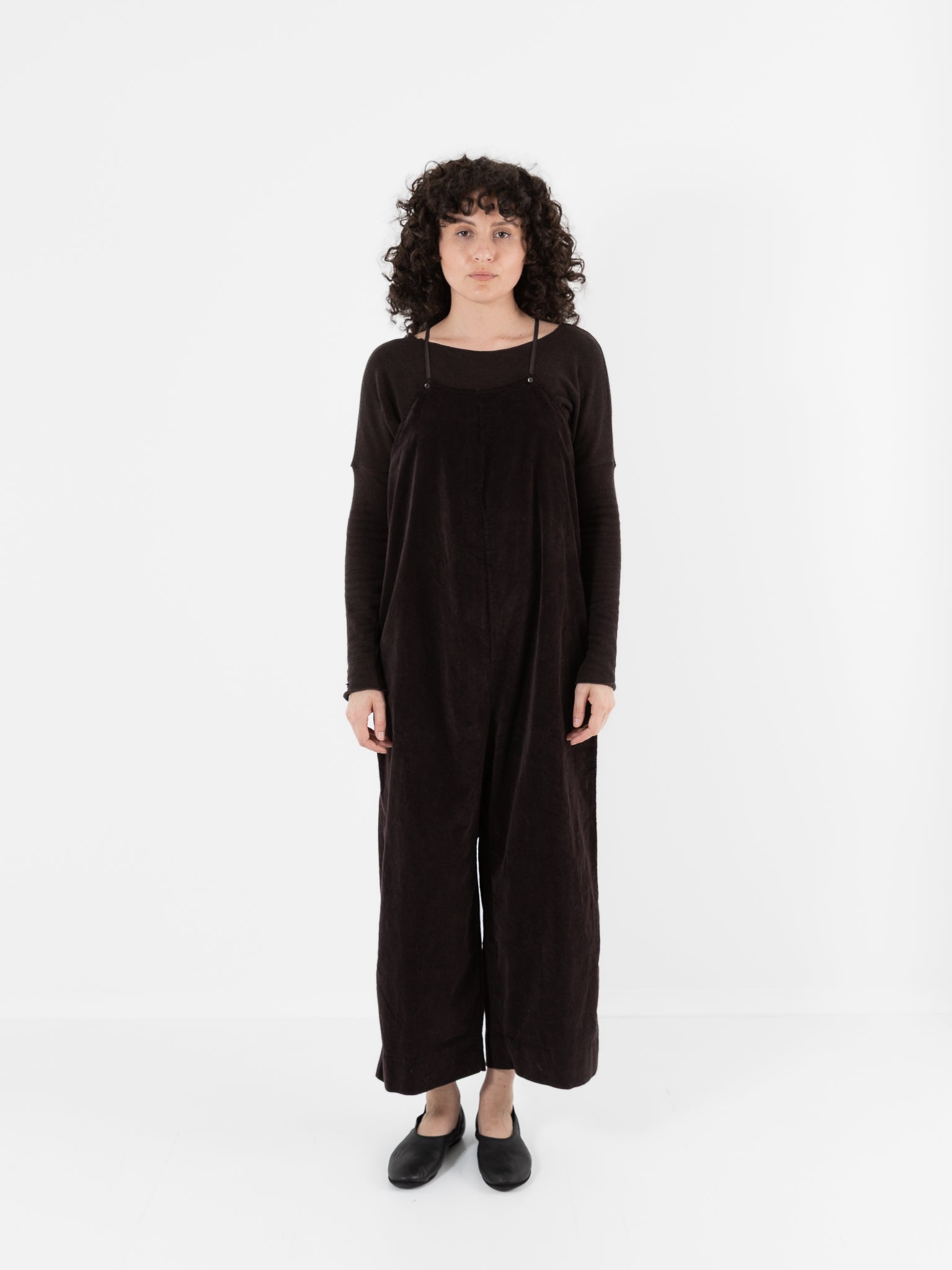 Album Di Famiglia Velvet Salopette in Chocolate - ALBUM DI FAMIGLIA at Worthwhile - shop JUMPSUIT