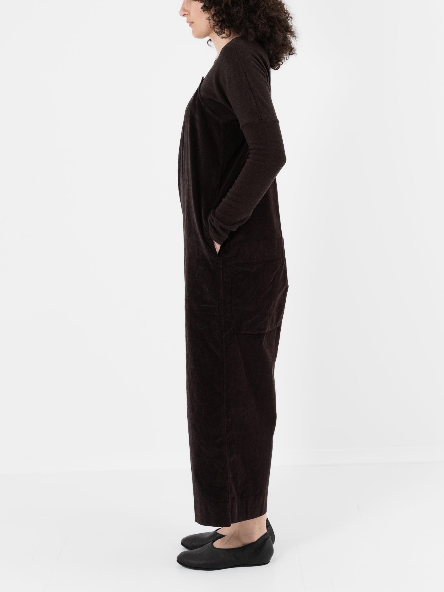 Album Di Famiglia Velvet Salopette in Chocolate - ALBUM DI FAMIGLIA at Worthwhile - shop JUMPSUIT