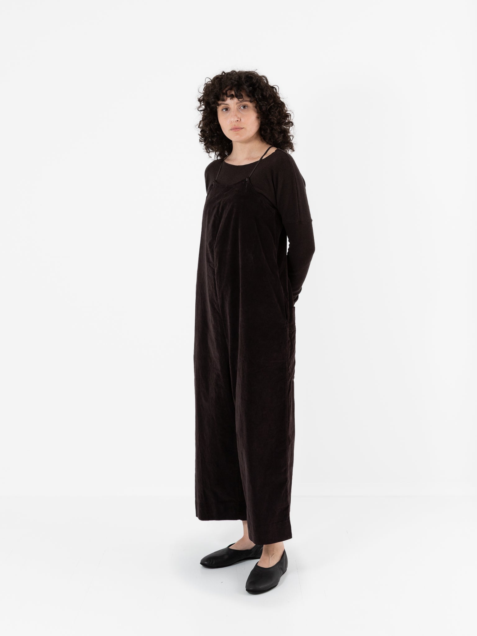 Album Di Famiglia Velvet Salopette in Chocolate - ALBUM DI FAMIGLIA at Worthwhile - shop JUMPSUIT