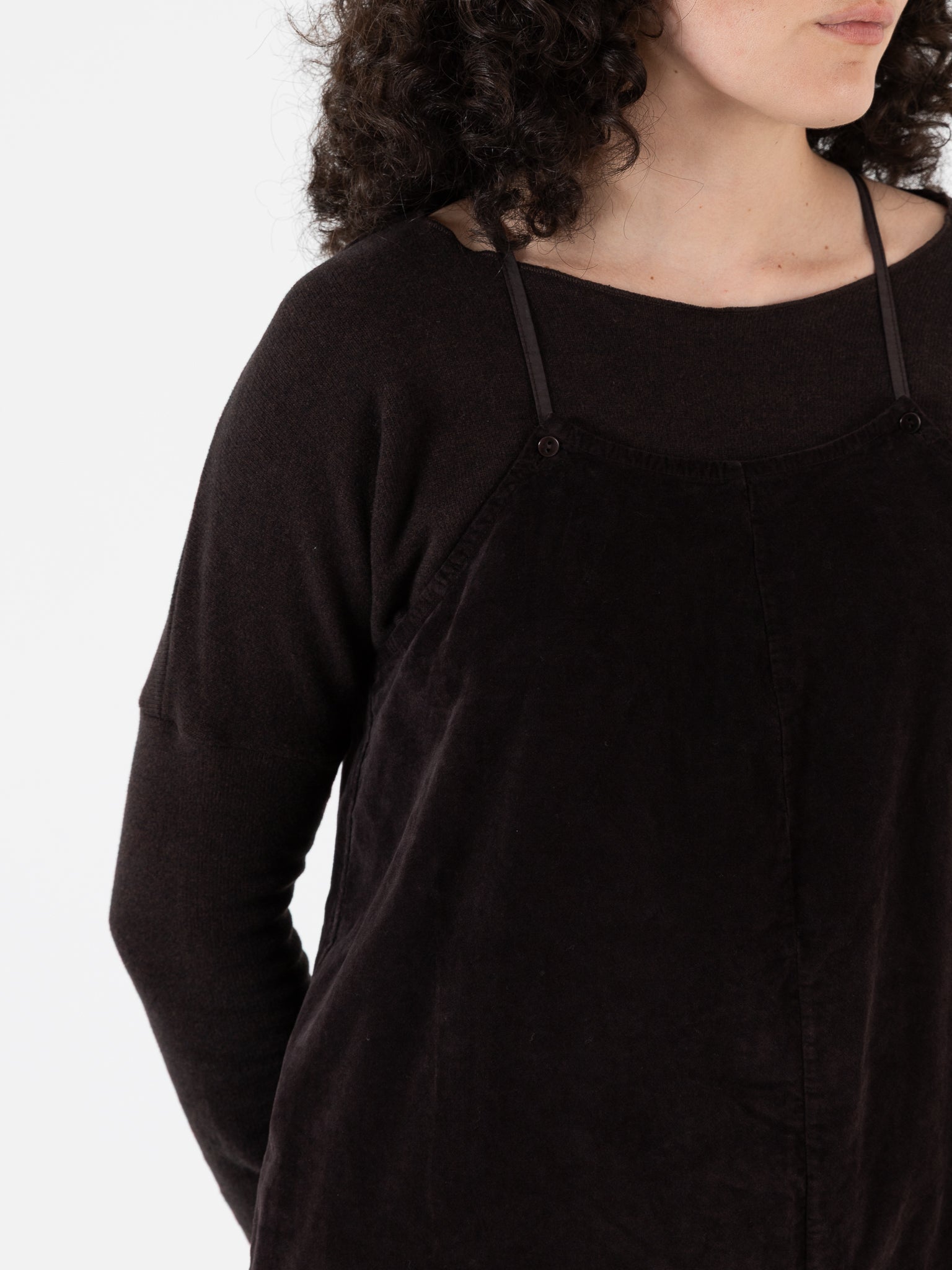 Album Di Famiglia Velvet Salopette in Chocolate - ALBUM DI FAMIGLIA at Worthwhile - shop JUMPSUIT