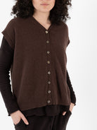 Album Di Famiglia Cashmere Open Vest in Chestnut - ALBUM DI FAMIGLIA at Worthwhile - shop VEST