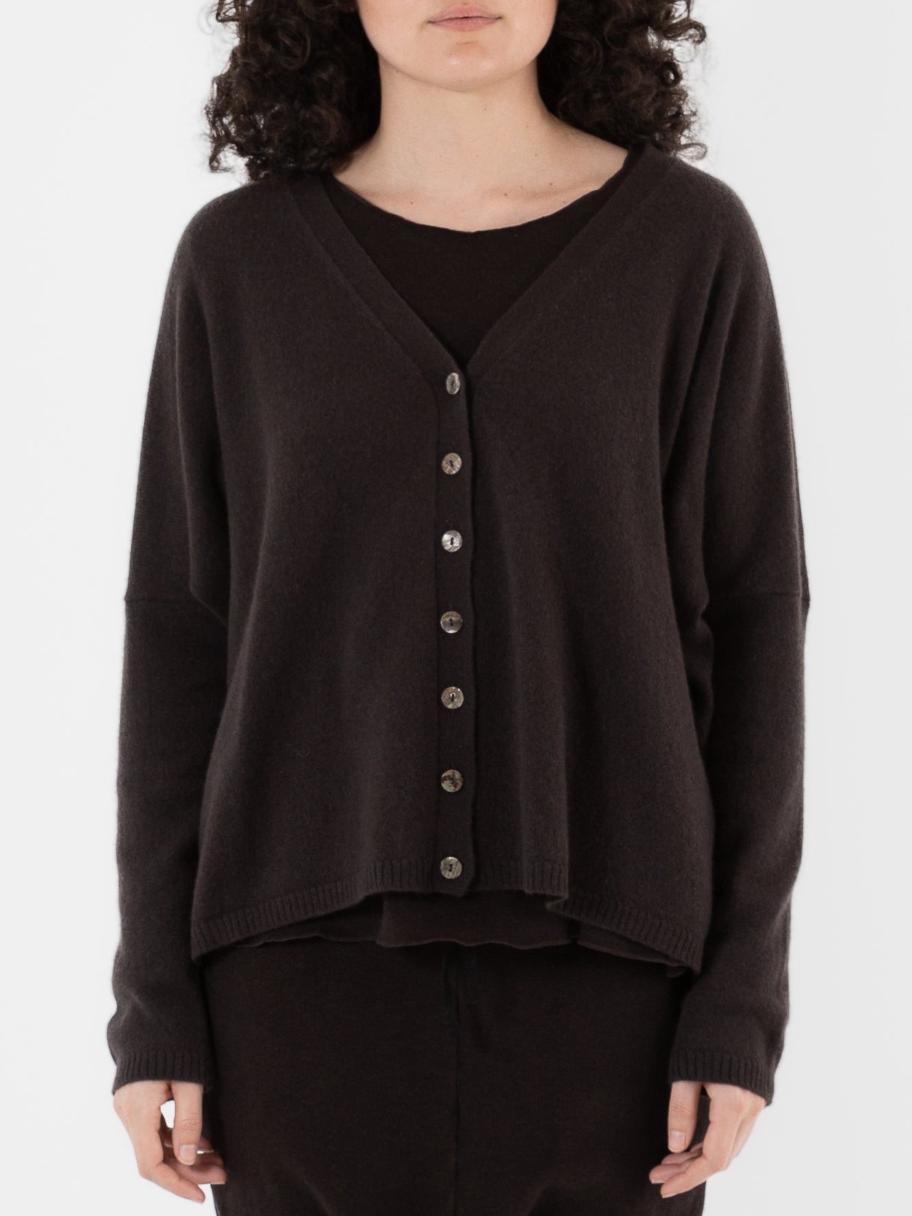 Album Di Famiglia Cashmere Cardigan In Chocolate - ALBUM DI FAMIGLIA at Worthwhile - shop CARDIGAN