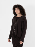 Album Di Famiglia Cashmere Cardigan In Chocolate - ALBUM DI FAMIGLIA at Worthwhile - shop CARDIGAN