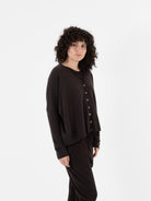 Album Di Famiglia Cashmere Cardigan In Chocolate - ALBUM DI FAMIGLIA at Worthwhile - shop CARDIGAN