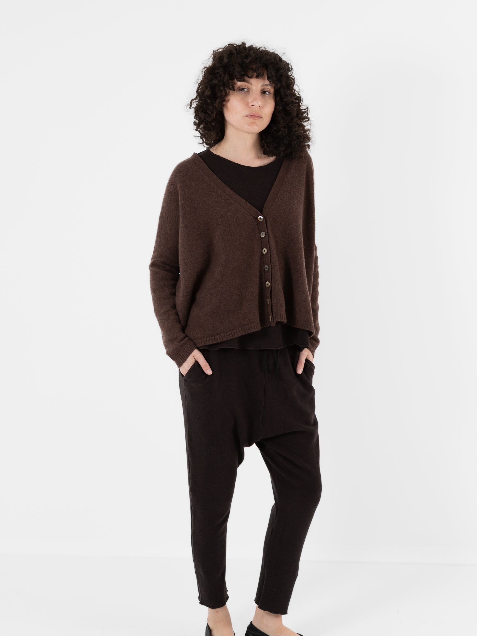 Album Di Famiglia Cashmere Cardigan in Chestnut - ALBUM DI FAMIGLIA at Worthwhile - shop CARDIGAN