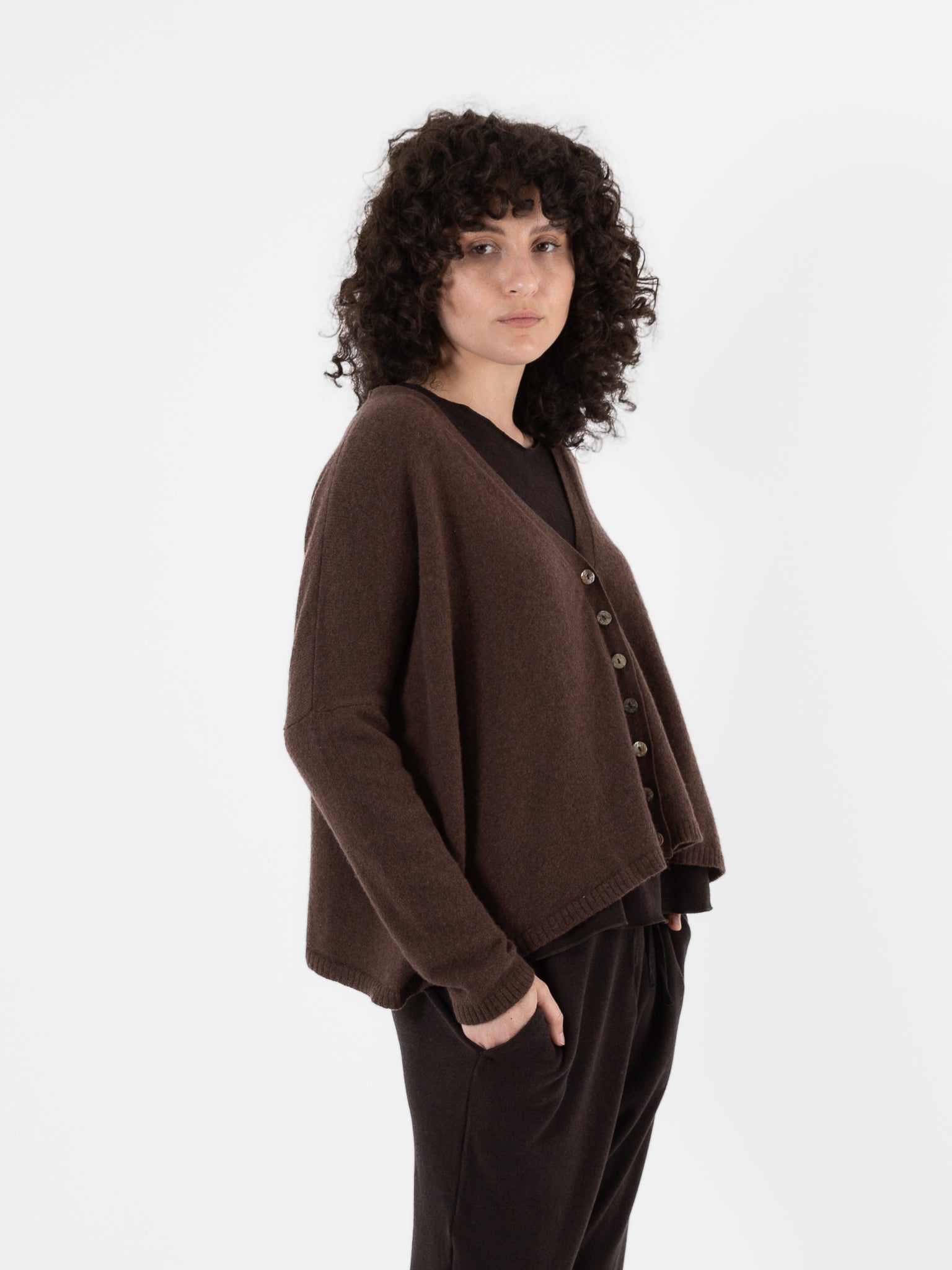 Album Di Famiglia Cashmere Cardigan in Chestnut - ALBUM DI FAMIGLIA at Worthwhile - shop CARDIGAN