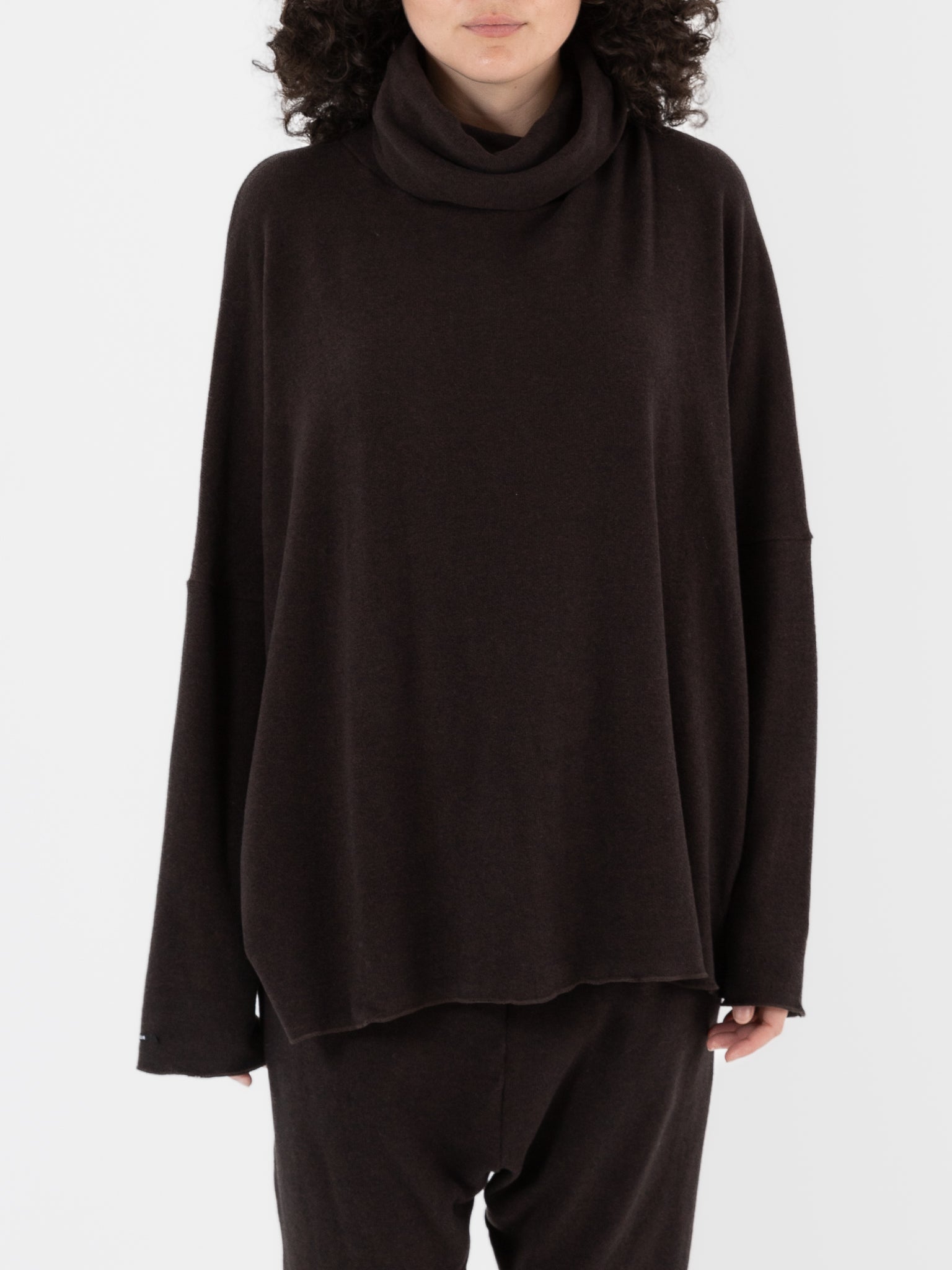 Album Di Famiglia Big Big Turtleneck in Chocolate JP - ALBUM DI FAMIGLIA at Worthwhile - shop TOP