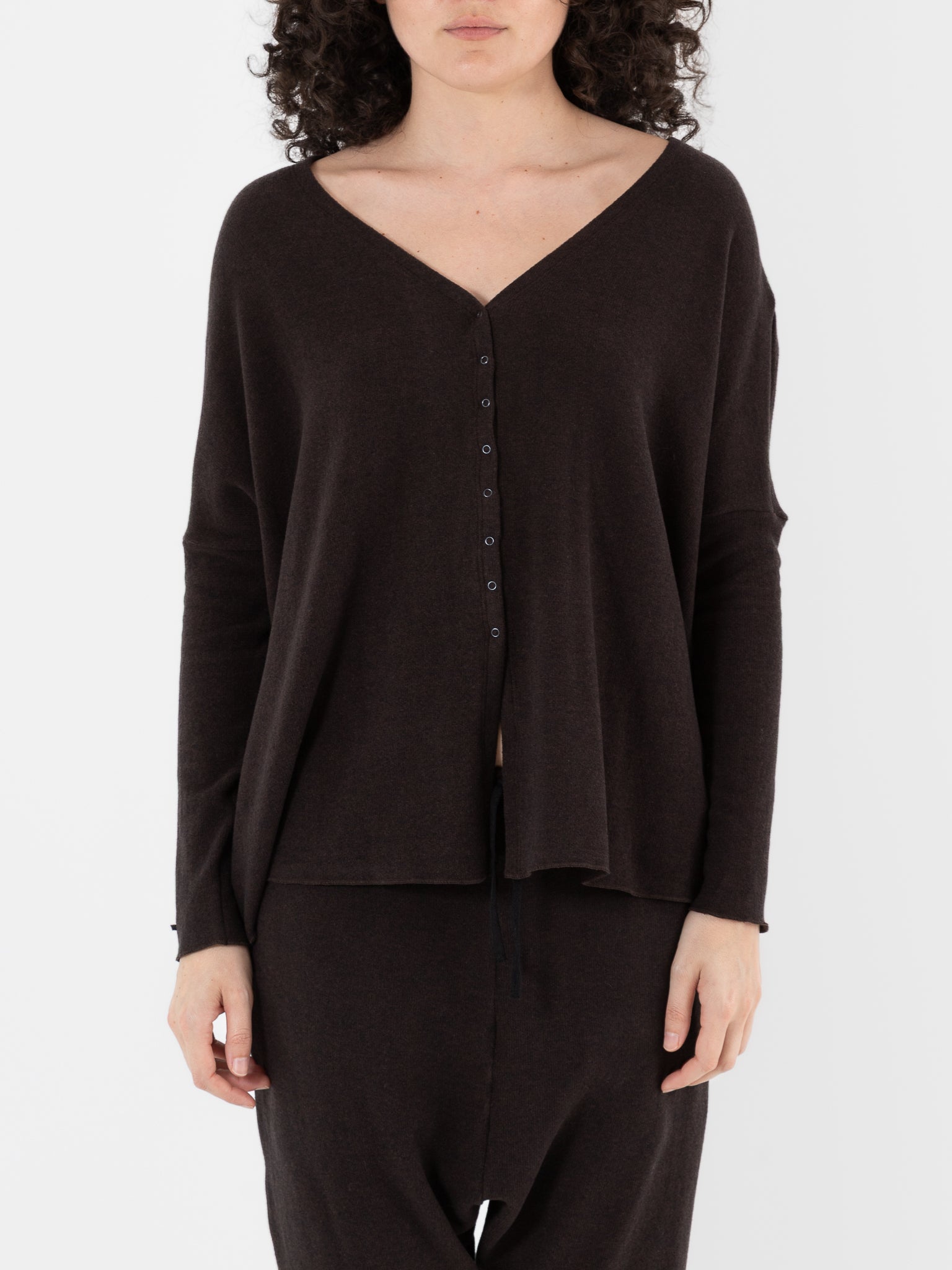 Album Di Famiglia Cardigan in Chocolate JP - ALBUM DI FAMIGLIA at Worthwhile - shop CARDIGAN