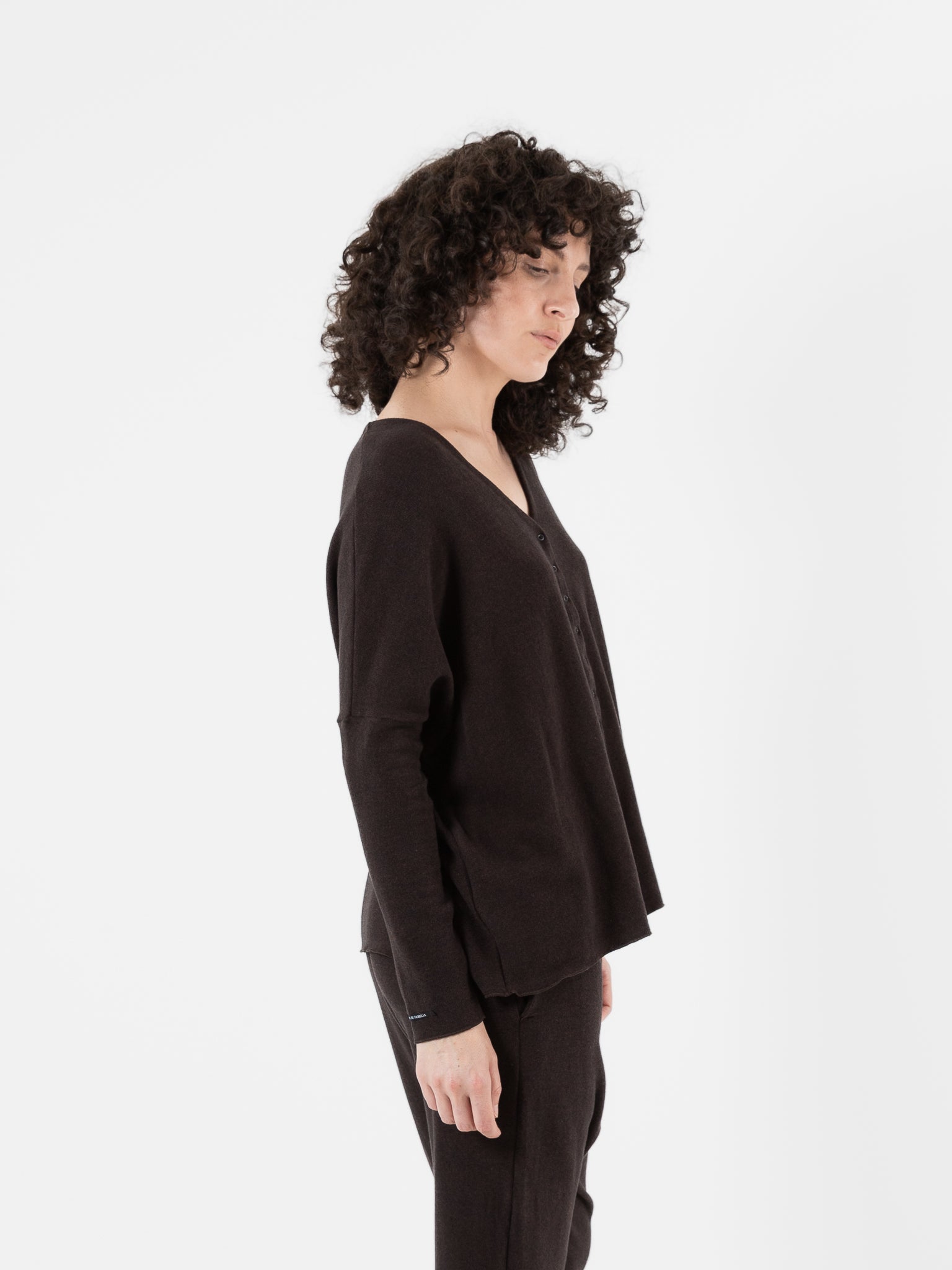 Album Di Famiglia Cardigan in Chocolate JP - ALBUM DI FAMIGLIA at Worthwhile - shop CARDIGAN
