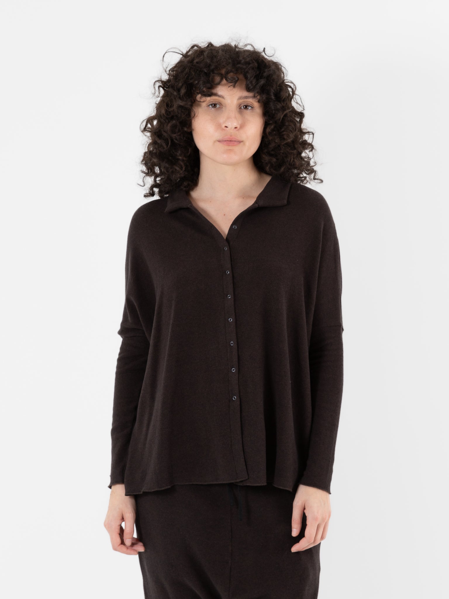 Album Di Famiglia Open Polo in Chocolate JP - ALBUM DI FAMIGLIA at Worthwhile - shop TOP