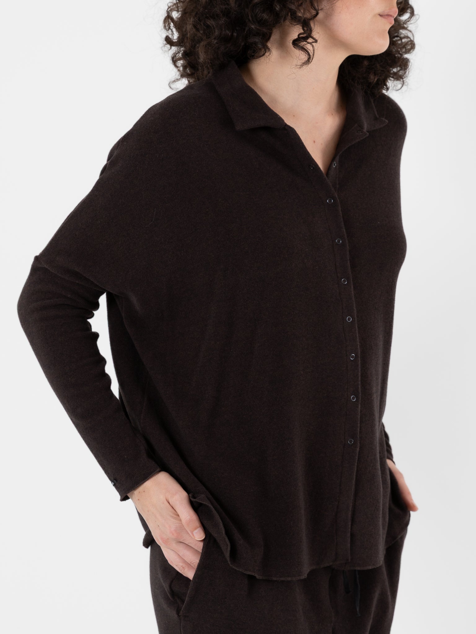 Album Di Famiglia Open Polo in Chocolate JP - ALBUM DI FAMIGLIA at Worthwhile - shop TOP