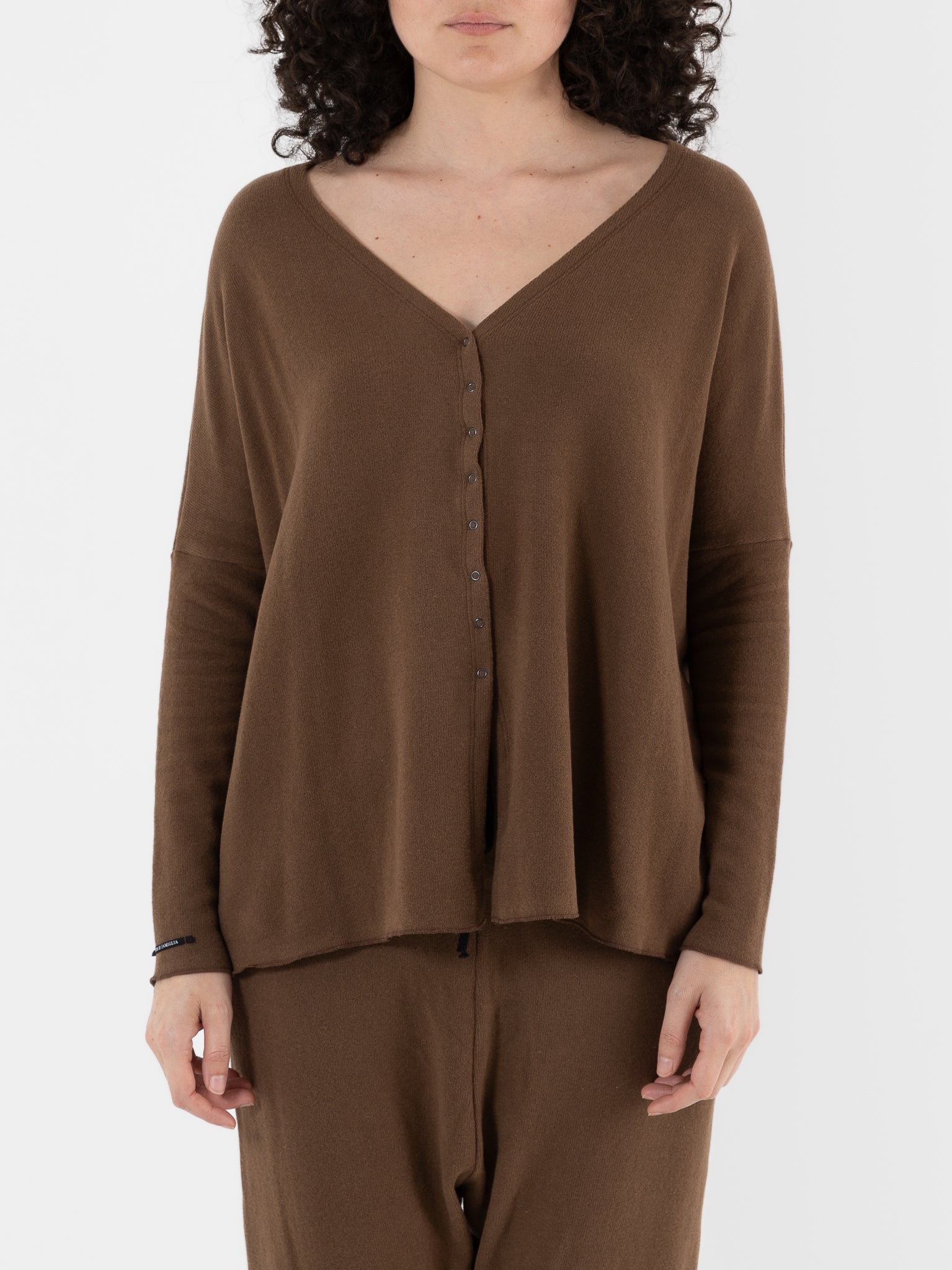 Album Di Famiglia Cardigan in Chestnut JP - ALBUM DI FAMIGLIA at Worthwhile - shop CARDIGAN
