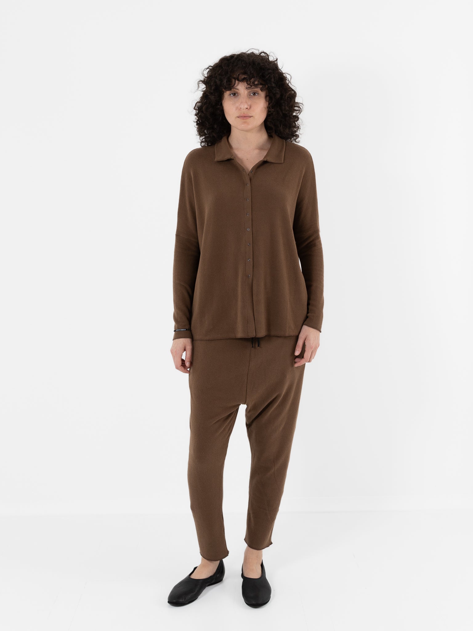 Album Di Famiglia Open Polo in Chestnut JP - ALBUM DI FAMIGLIA at Worthwhile - shop TOP