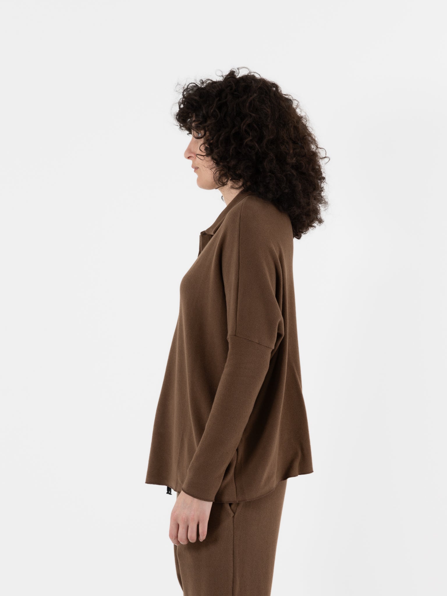 Album Di Famiglia Open Polo in Chestnut JP - ALBUM DI FAMIGLIA at Worthwhile - shop TOP