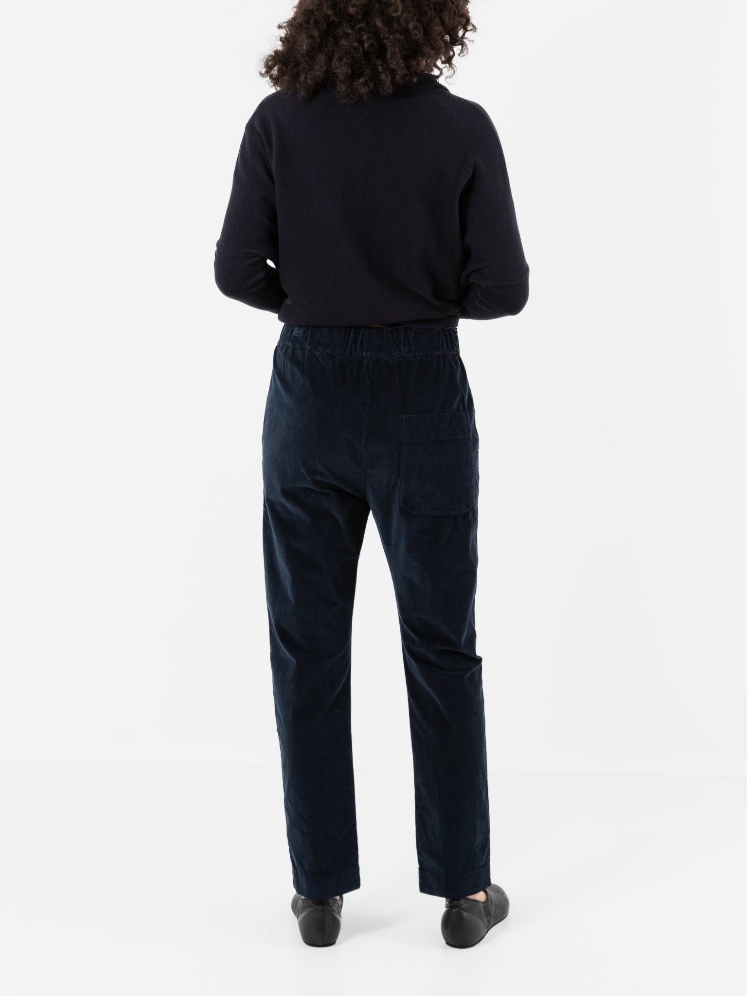 Album Di Famiglia Velvet Slim Trousers in Ink - ALBUM DI FAMIGLIA at Worthwhile - shop PANT