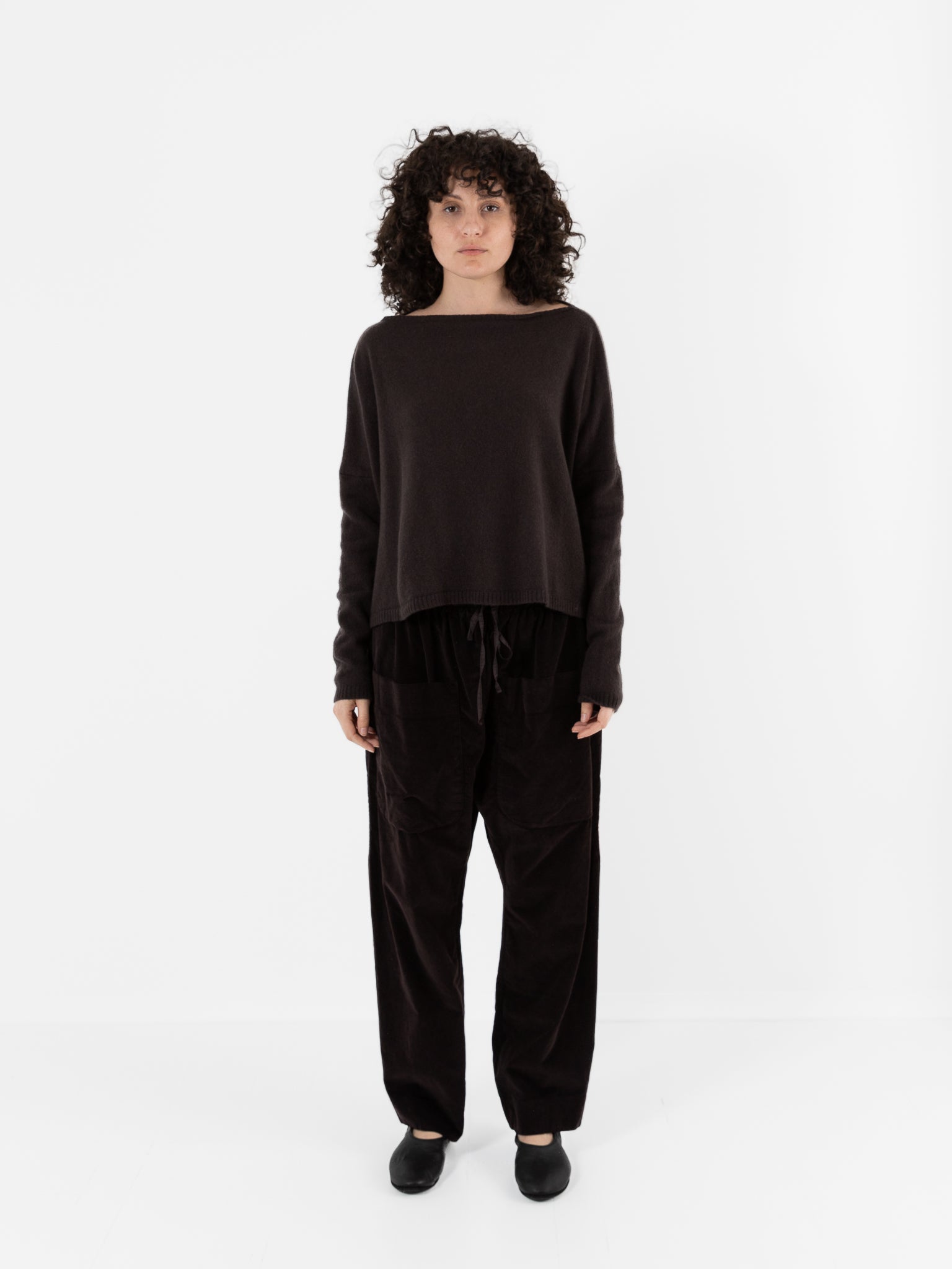 Album Di Famiglia Cashmere Boatneck Sweater in Chocolate - ALBUM DI FAMIGLIA at Worthwhile - shop SWEATER